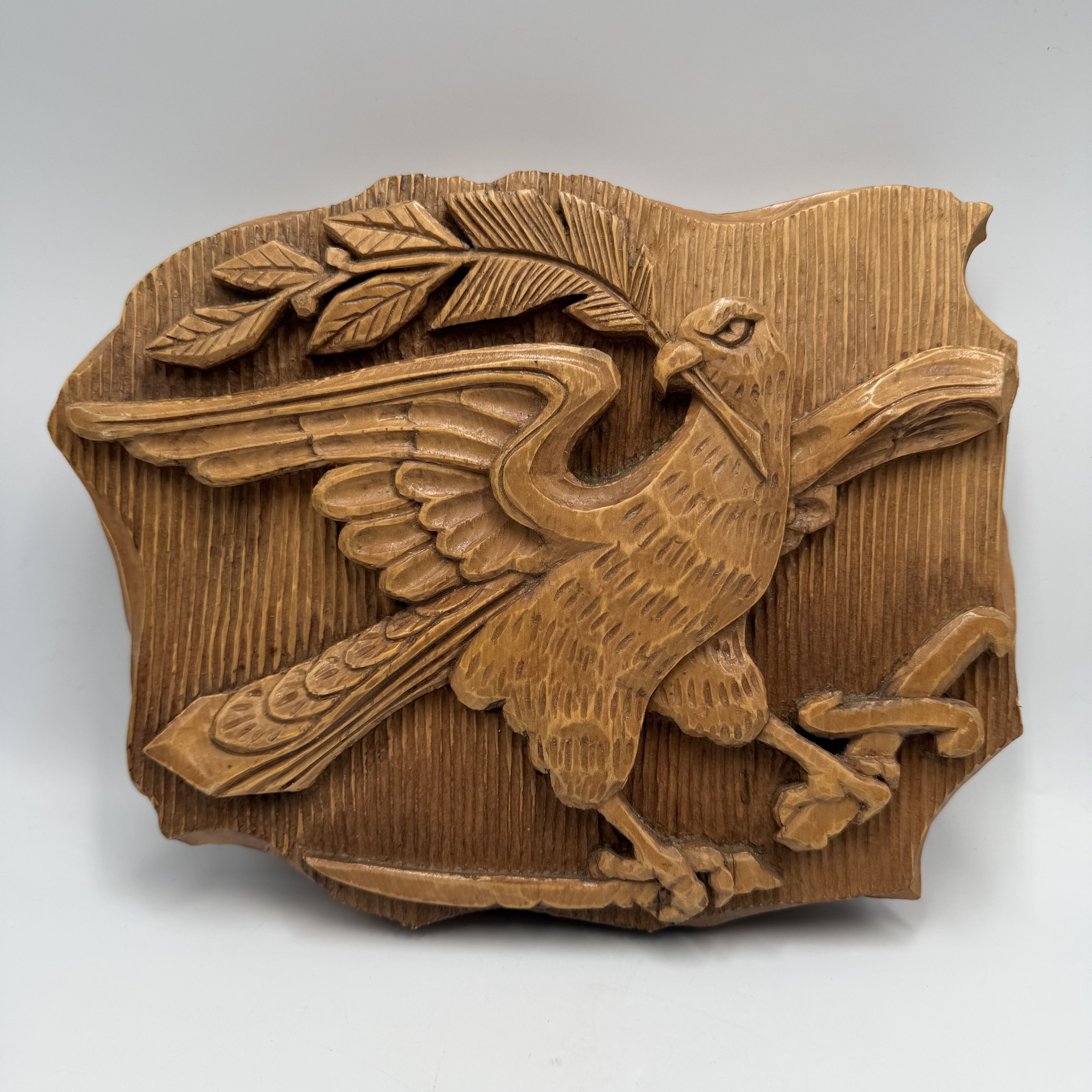 Vintage Vintage Hand Carved Wooden Eagle Wall Plaque Folk Art Signed Size ONE SIZE - 5 Thumbnail