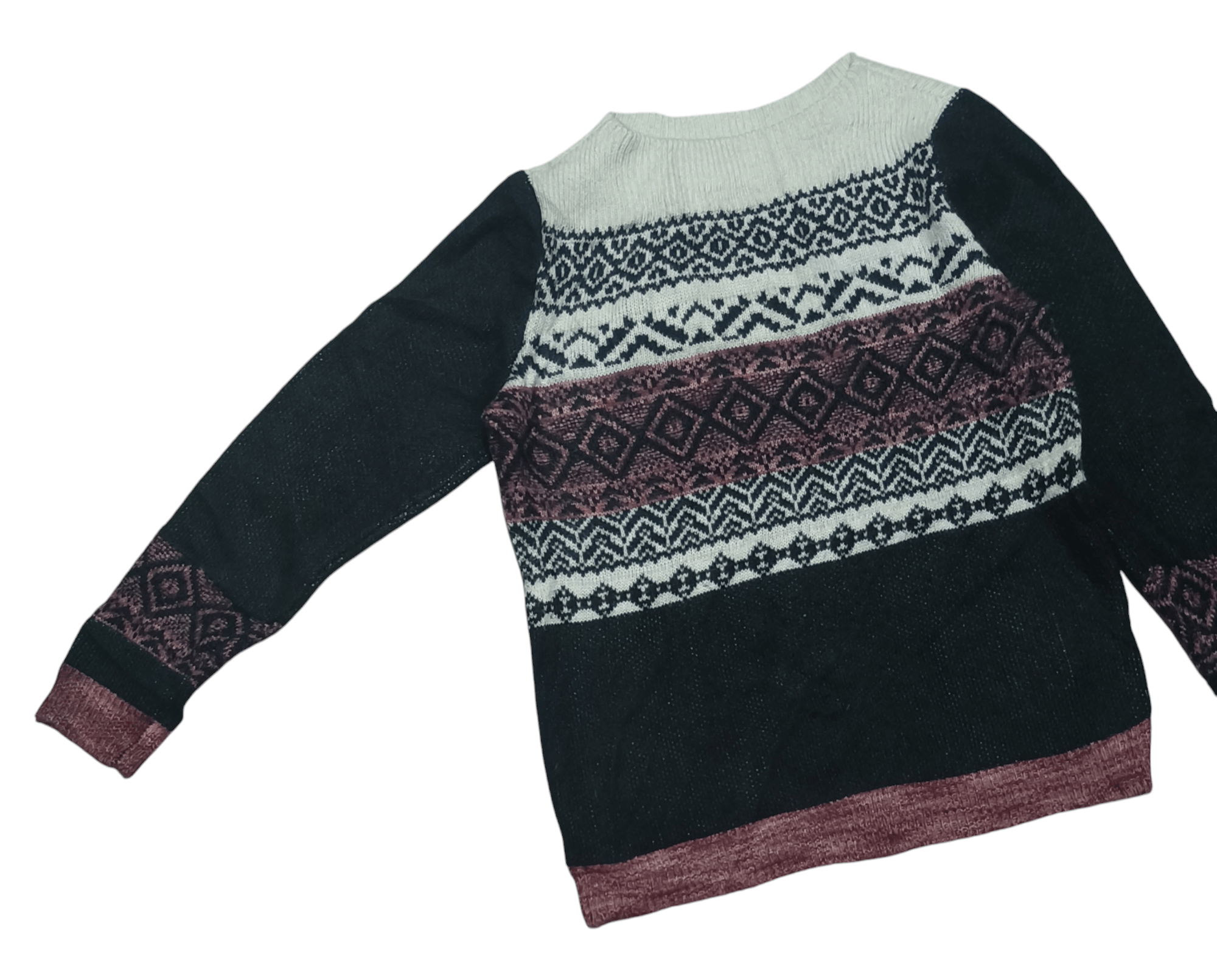 Other Vintage 90s WESTPORT Women's Ethnic Striped Knit Sweater Size L / US 10 / IT 46 - 3 Thumbnail