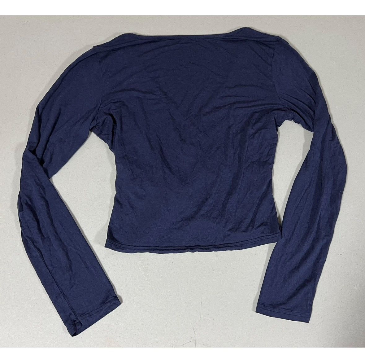 Japanese Brand Navy Blue Ruched Long Sleeve Shirt Top Blouse Tee Size S 💙✨ Size S / US 4 / IT 40 - 4 Thumbnail