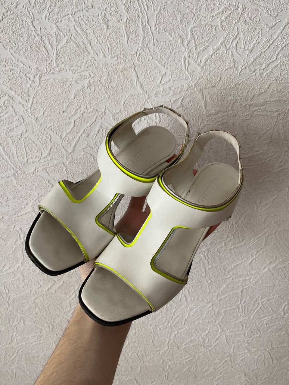 Jil Sander 00s Jil Sander White Tech Leather Heels Sandals Size US 5 / IT 35 - 1 Thumbnail