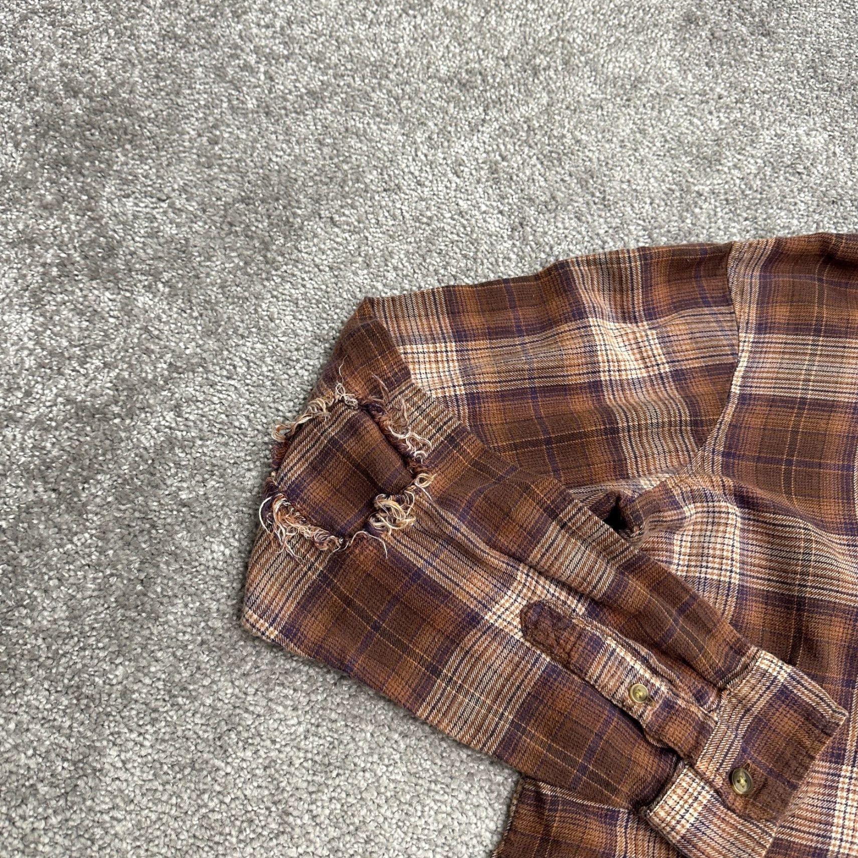 American Eagle Outfitters American Eagle Hoodie Shirt Mens XS Brown Plaid Long Sleeve Button-Up Casual Classic Size US XS / EU 42 / 0 - 3 Thumbnail