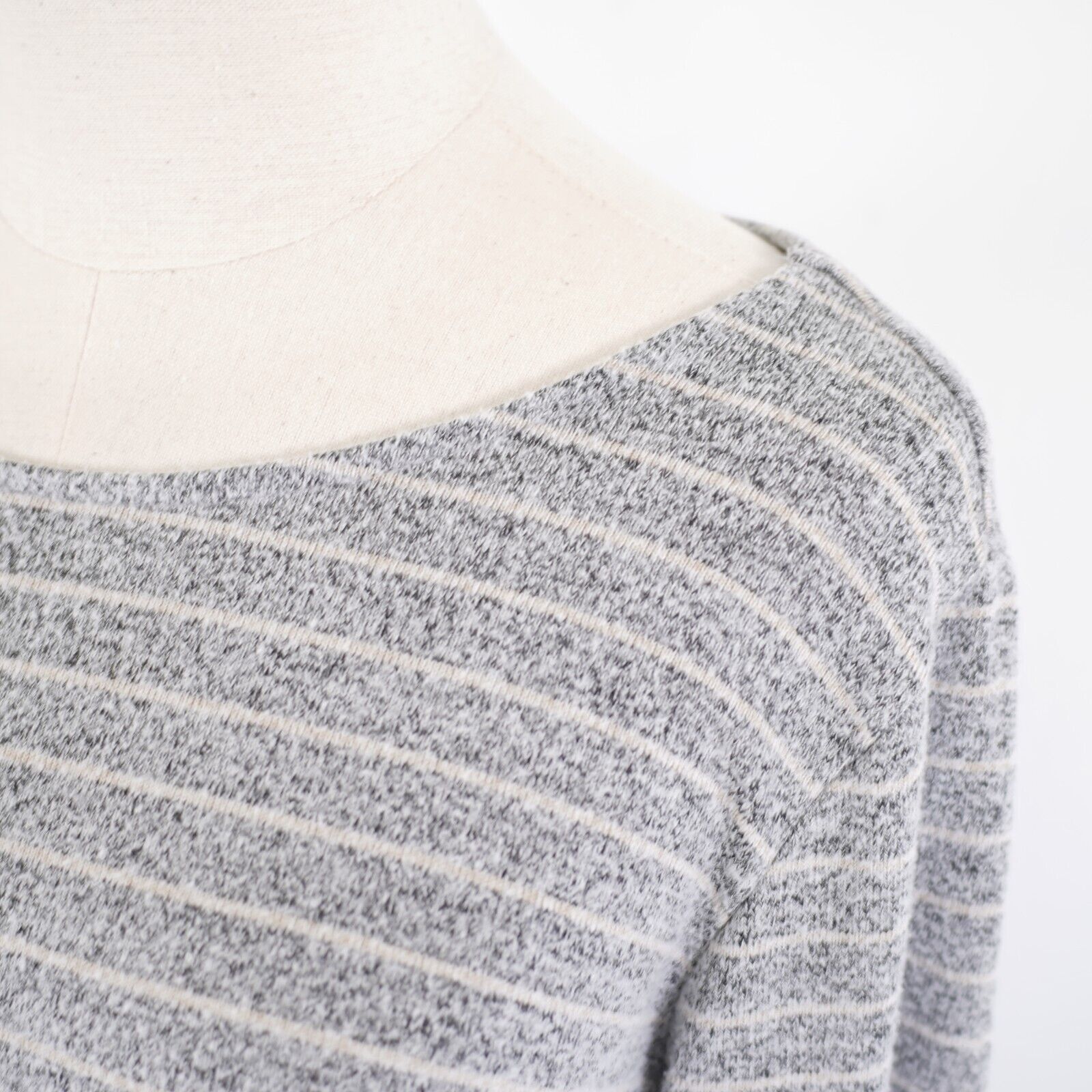 Designer Max & Mia Gray Striped Scoop Neck Front Scrunch Wrap Sweater Size M / US 6-8 / IT 42-44 - 3 Thumbnail