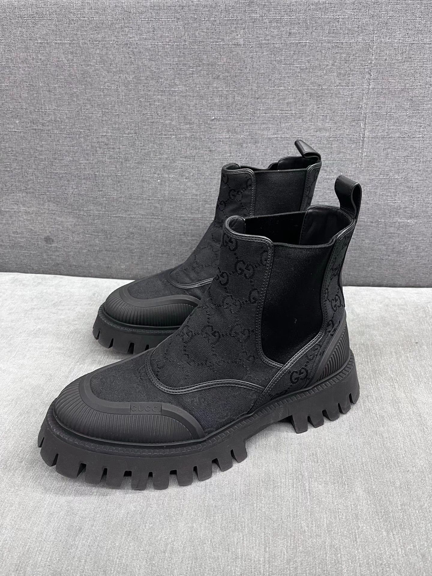 Gucci Gucci GG Monogram black short boots US 8 99 New Size US 8 / EU 41 - 1 Thumbnail