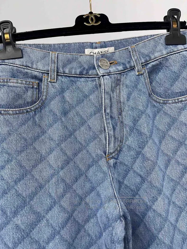 Chanel Chanel Blue diamond checkered straight jeans Size 25" / US 0 / IT 36 - 3 Thumbnail
