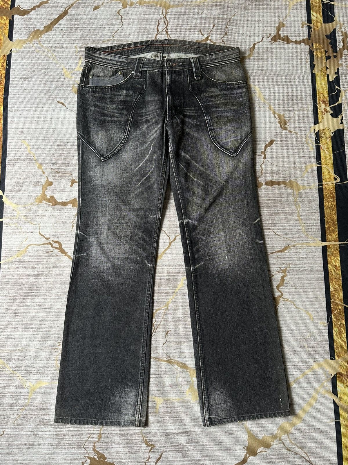 Japanese Brand FLARE Nicole Club For Men NCFM Claw Marks Design Denim Size US 34 / EU 50 - 2 Thumbnail