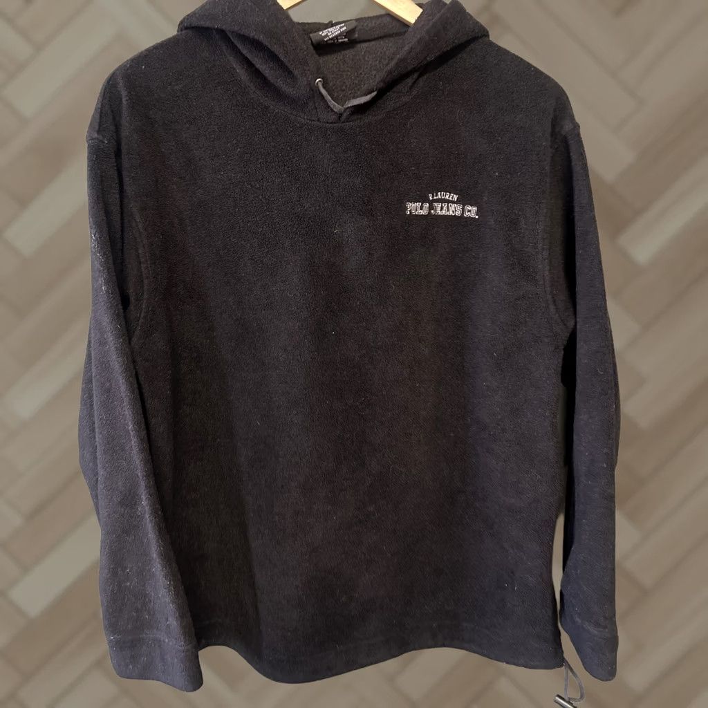 Ralph Lauren Ralph Lauren Polo Jeans Co Black Fleece Hoodie Sweatshirt Pullover Medium Mens 90s Size US M / EU 48-50 / 2 - 1 Thumbnail