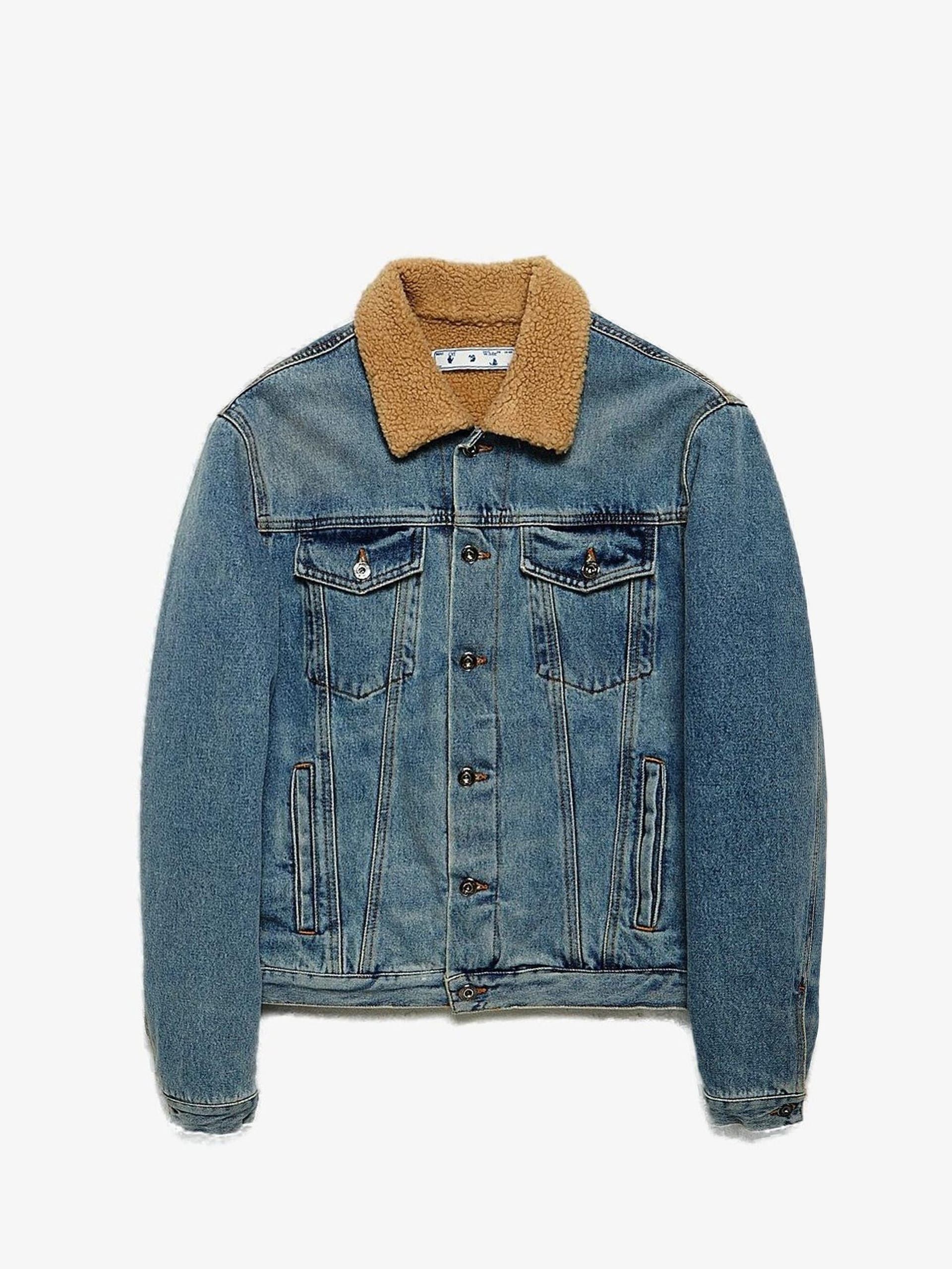 Off-White Blue Fleece Lining Cotton Denim Jacket Size US M / EU 48-50 / 2 - 1 Thumbnail