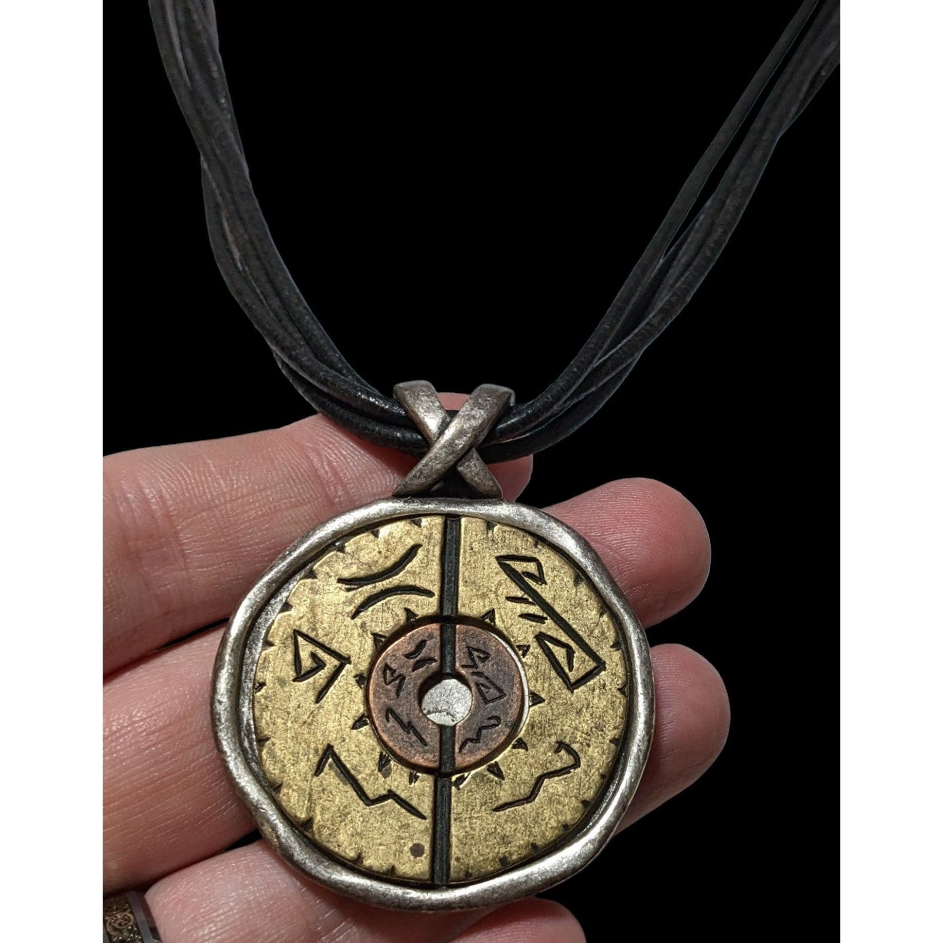 Chicos Chico's Vintage Brutalist Mixed Metal Pendant Necklace Size ONE SIZE - 5 Thumbnail