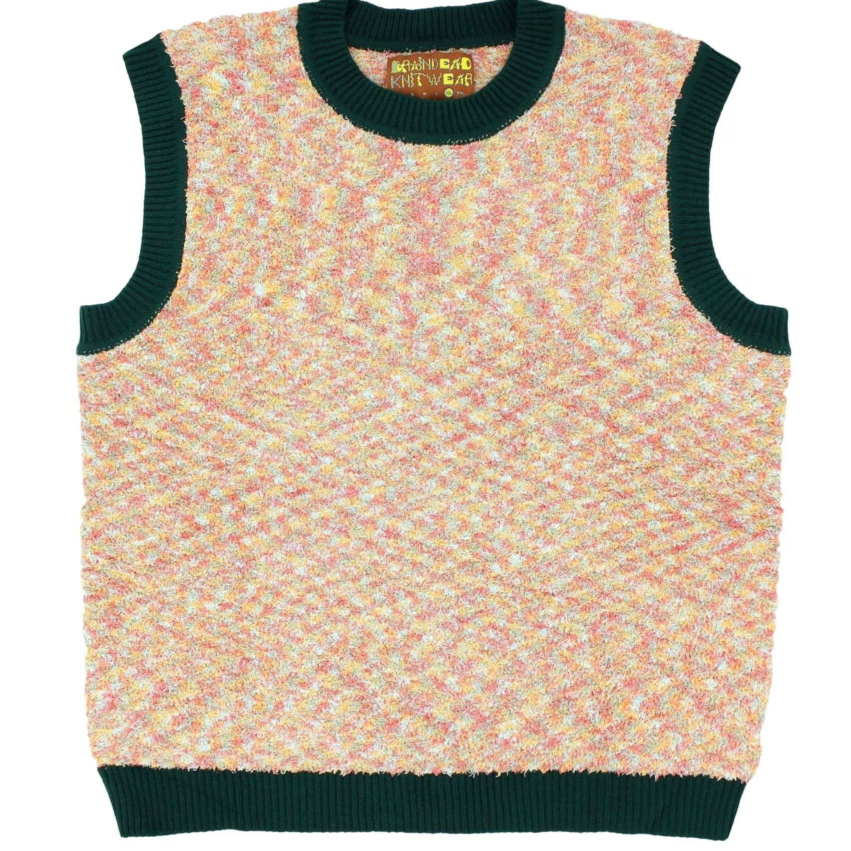 Brain Dead Brain Dead Vest Shirt XL Multicolor Striped Teddy Fur Sweater Vest, No Collar, Logo, All Seasons, Regular Fit Mens Size US XL / EU 56 / 4 - 2 Thumbnail
