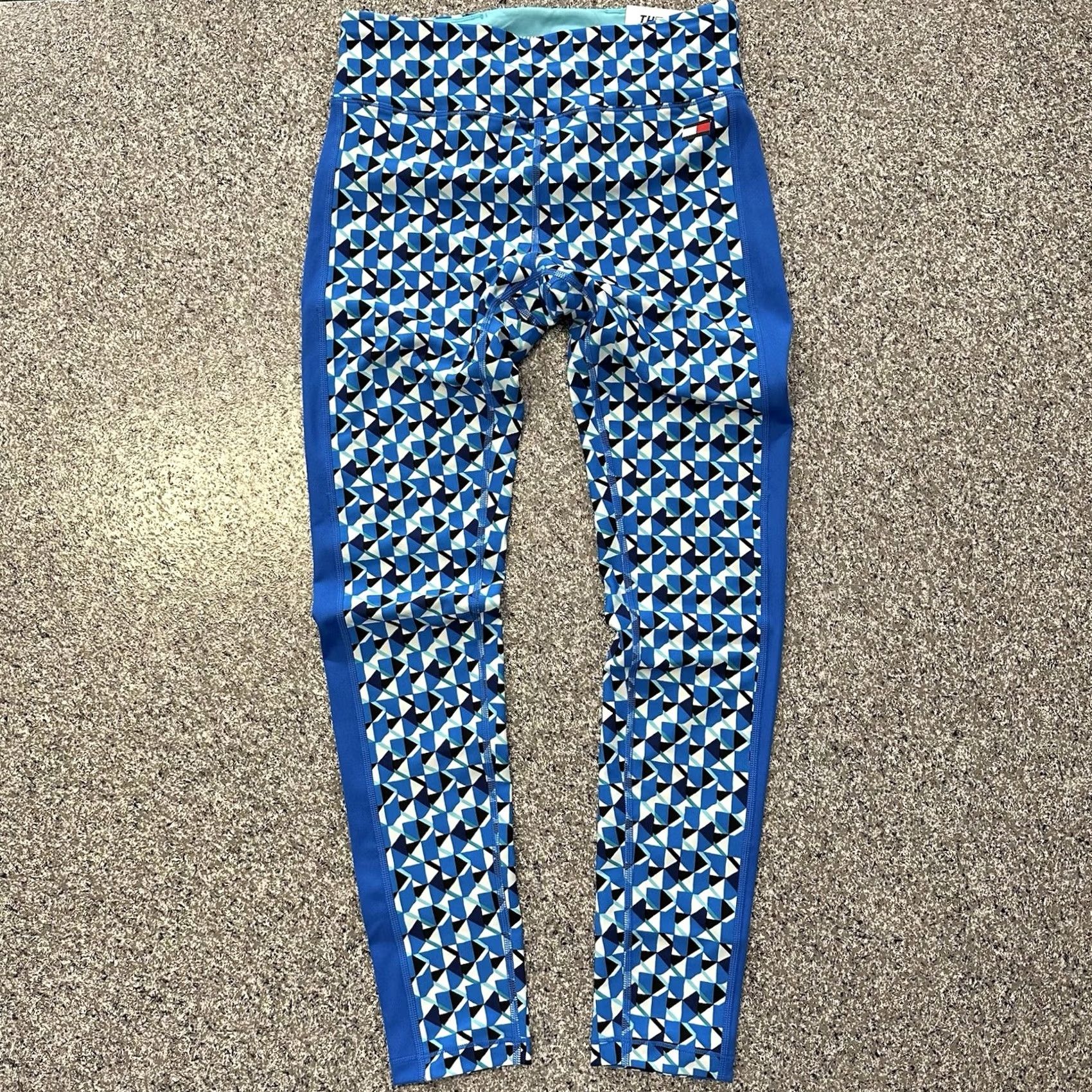 Tommy Hilfiger Tommy Hilfiger Sport Leggings Womens S High Rise Full Tight Gym Training Pilates Geometric Blue 27 in Ankle Stretch Size 28" / US 6 / IT 42 - 4 Thumbnail