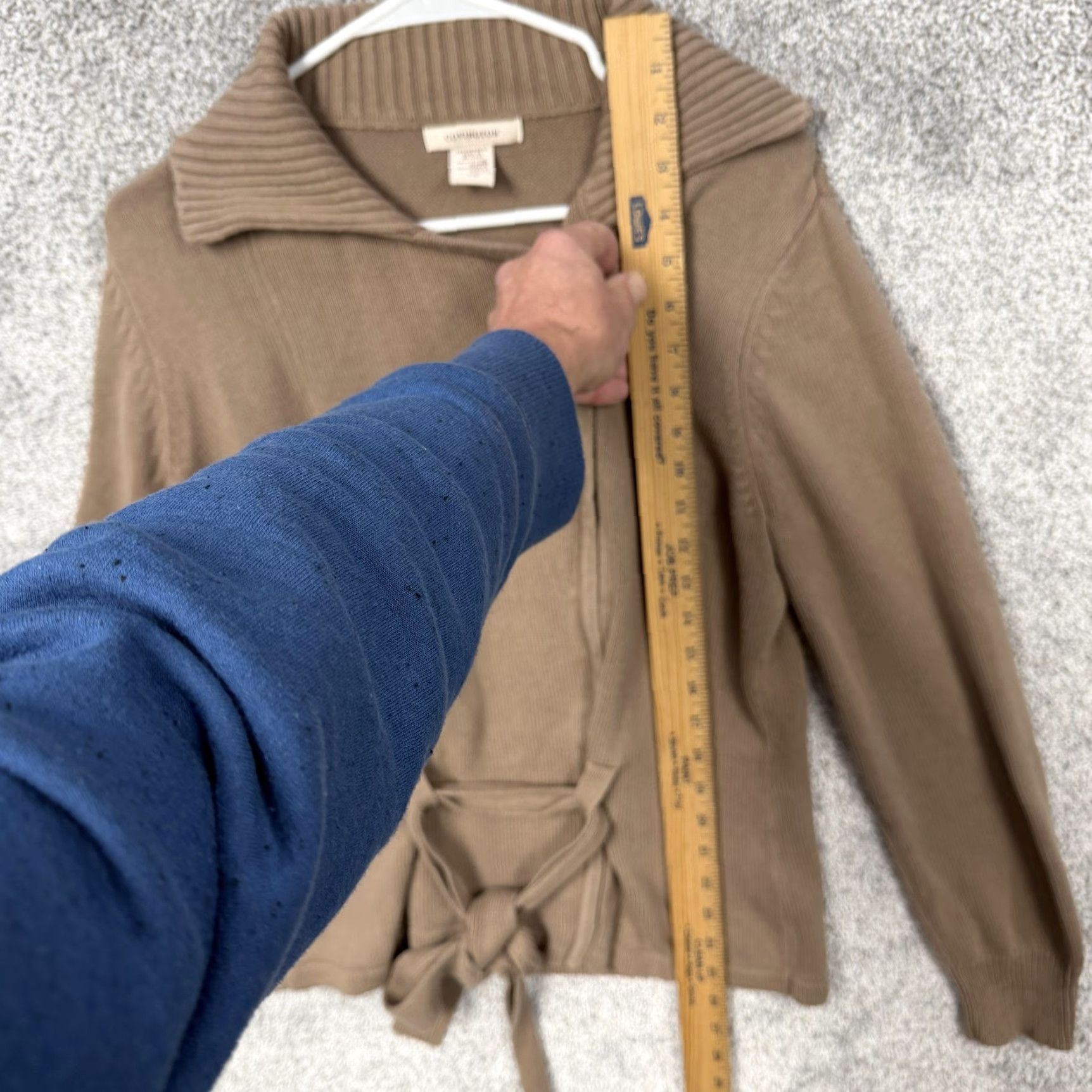 Vintage Covington Womens Tan Full Zip Cardigan Sweater L Belted Cinched Waist Knit Long Sleeve Casual Workwear Fall Winter Size L / US 10 / IT 46 - 2 Thumbnail