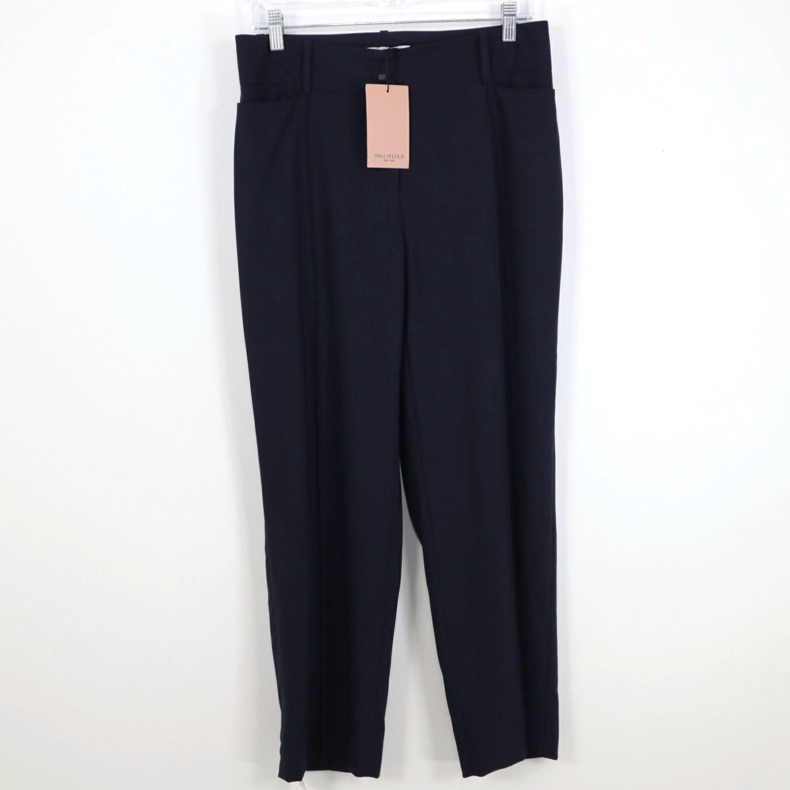 image of Vintage Mm.lafleur Chester Dress Pants Wool Womens 4 Cropped Straight Leg Navy Career in White
