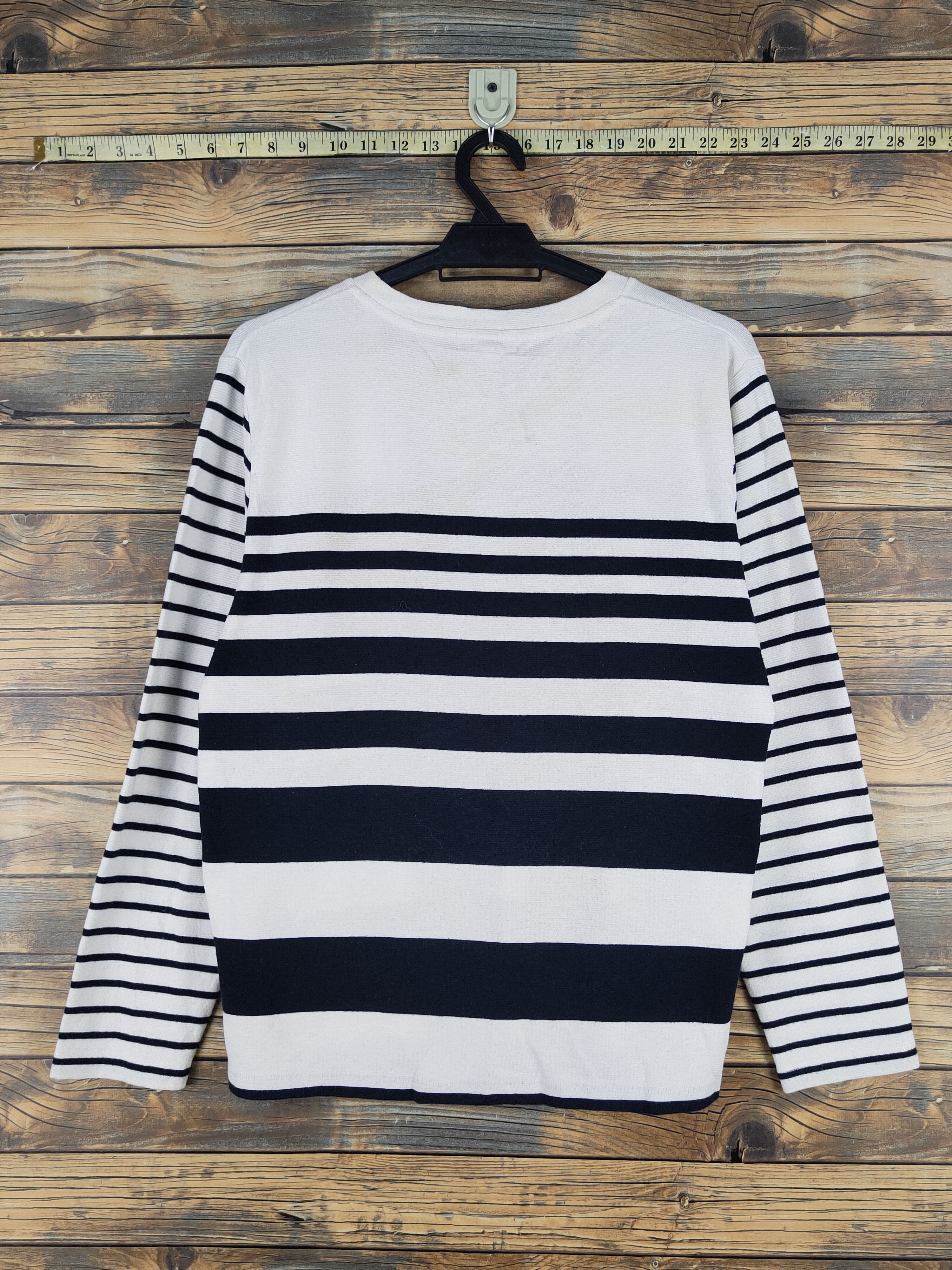 Japanese Brand The Shop TK White Navy stripe Long Sleeve T-shirts #W1336 Size US M / EU 48-50 / 2 - 7 Thumbnail