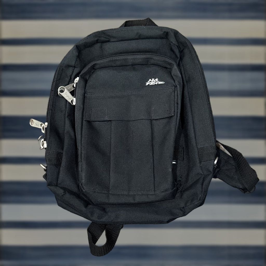 No Fear VINTAGE No Fear Backpack Main Selling Point Black Small Men Adult Small Canvas Back Pack 90s Mens Black Backpack Size ONE SIZE - 1 Thumbnail