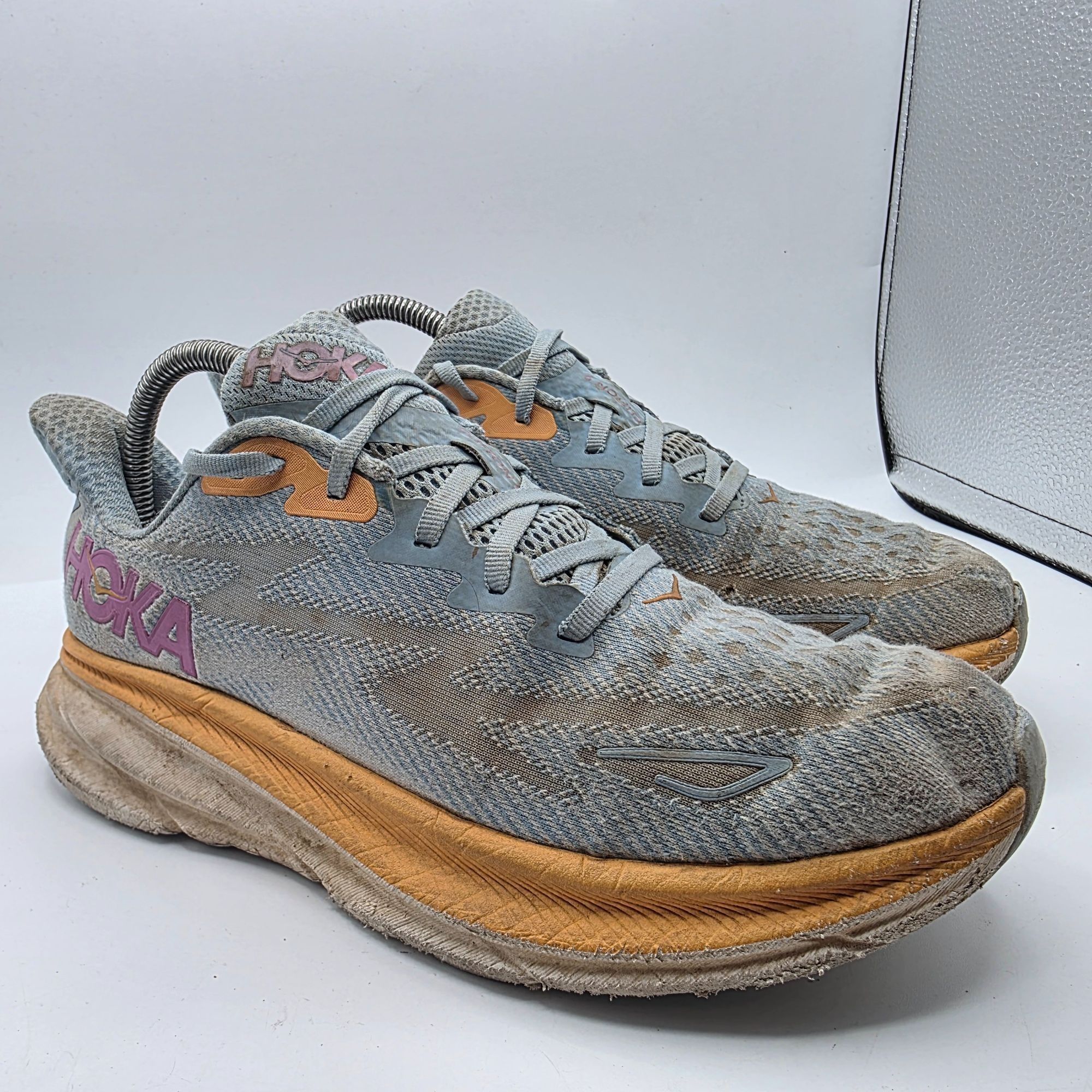 Hoka Hoka One One Clifton 9 Womens Sise 9 B Gray Orange Athletic Size US 9 / IT 39 - 1 Thumbnail