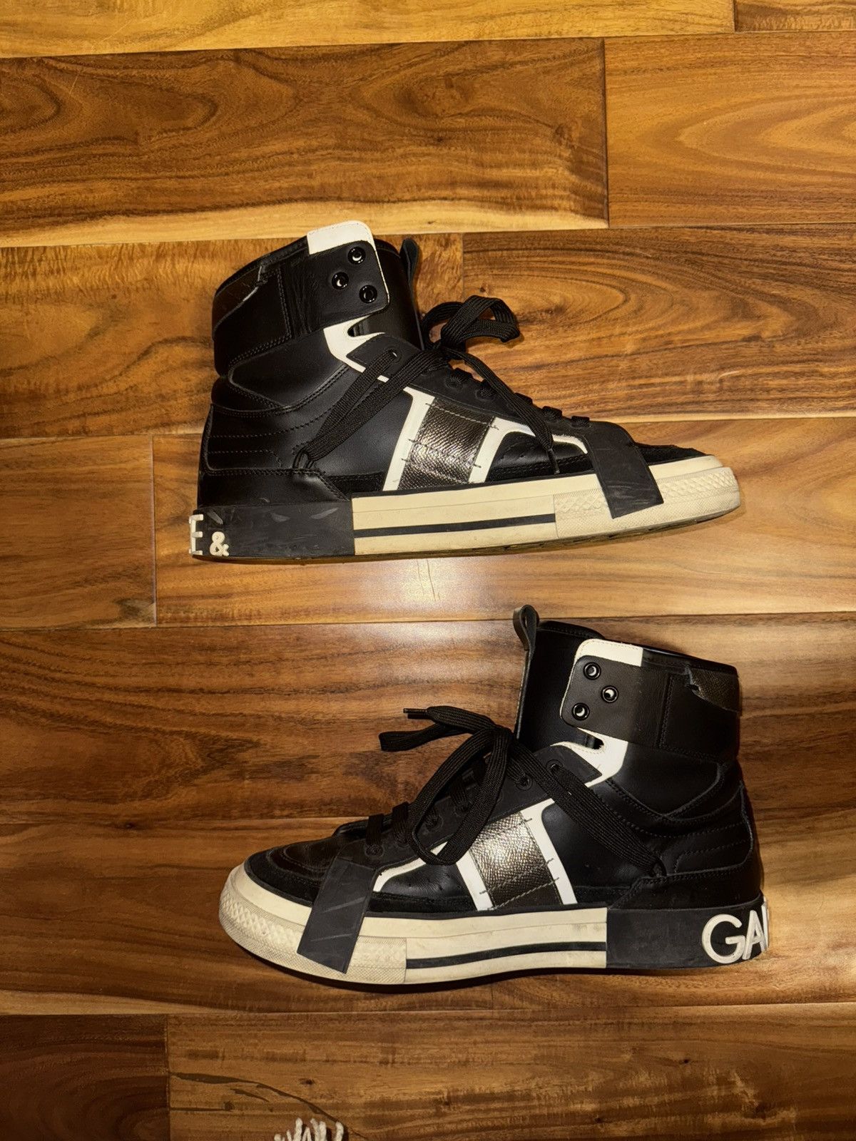 Dolce & Gabbana Calfskin 2.Zero Custom High-Top Sneakers in Black Size US 10 / EU 43 - 2 Thumbnail
