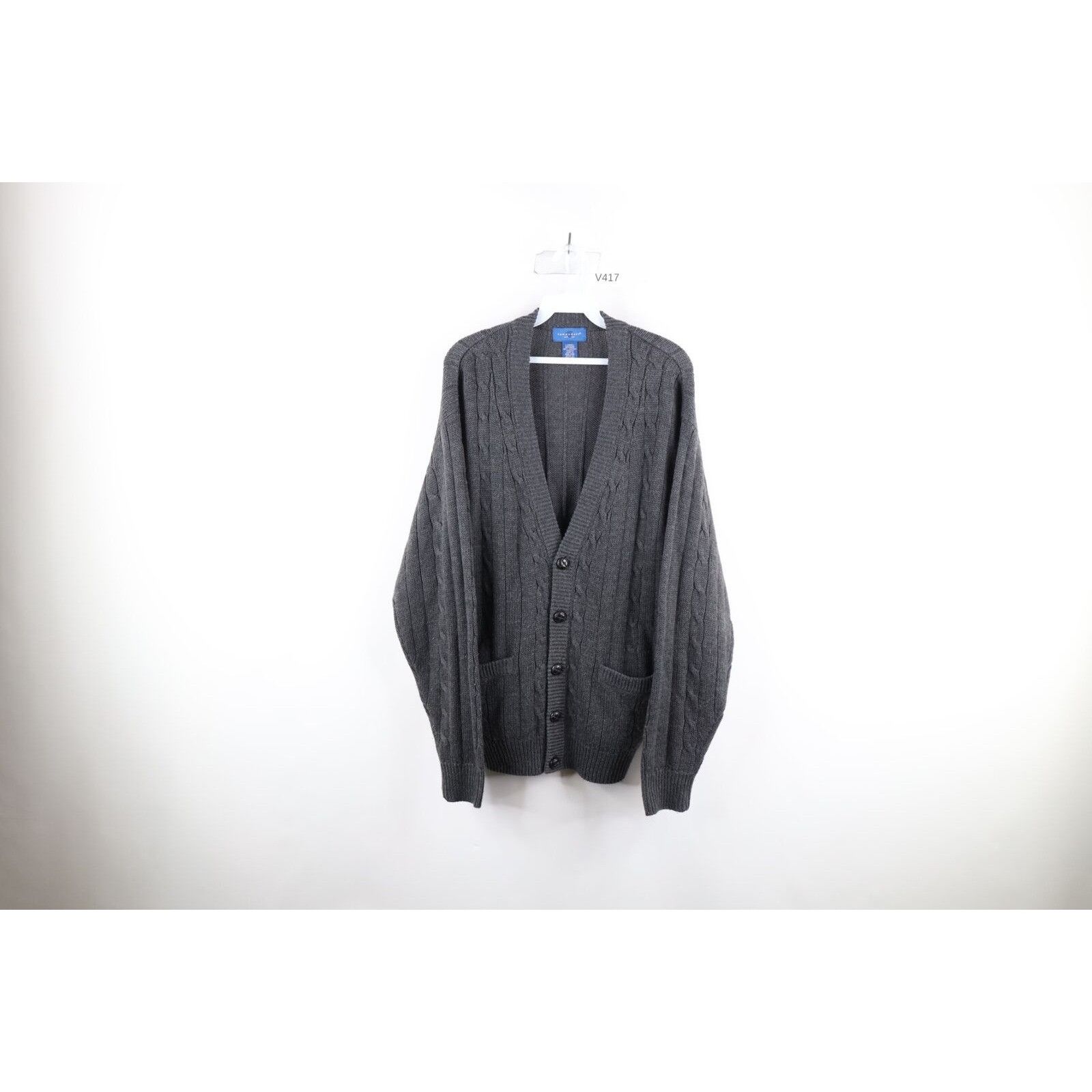 Vintage Vintage 90s Cable Knit Kurt Cobain Cardigan Sweater Size US L / EU 52-54 / 3 - 1 Thumbnail