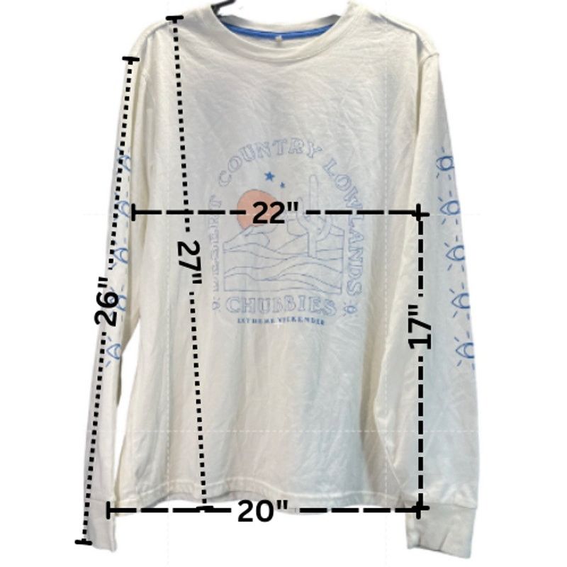 Chubbies Chubbies "Desert Lowland" Cream Longsleeve Tee men sz M Size US M / EU 48-50 / 2 - 2 Thumbnail
