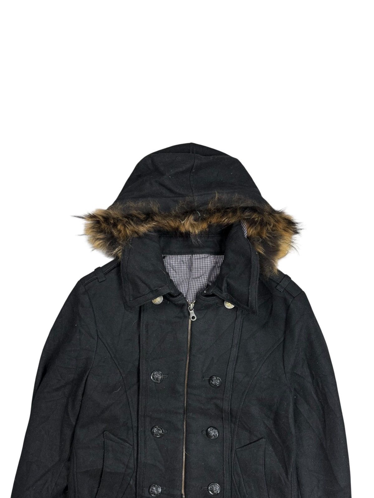 14th Addiction 2000s PPFM - Fur Hoodie Waist Pocket Napoleon Jacket Size US S / EU 44-46 / 1 - 6 Thumbnail