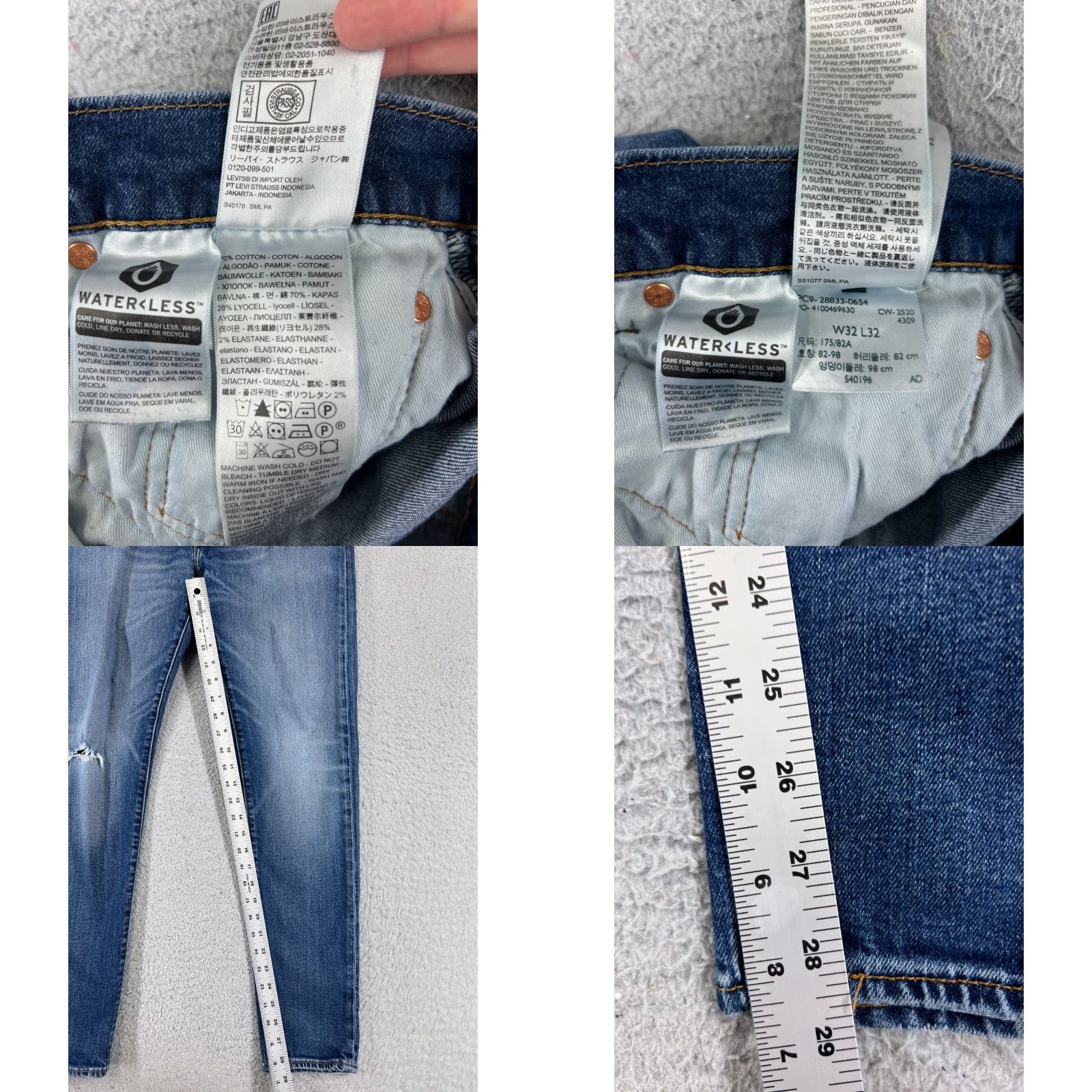 Levi's Levi's 512 Jeans Denim Blue 32x29 Regular Slim Distressed Cotton 5-Pocket Men Jeans Vintage? No Size US 32 / EU 48 - 8 Thumbnail