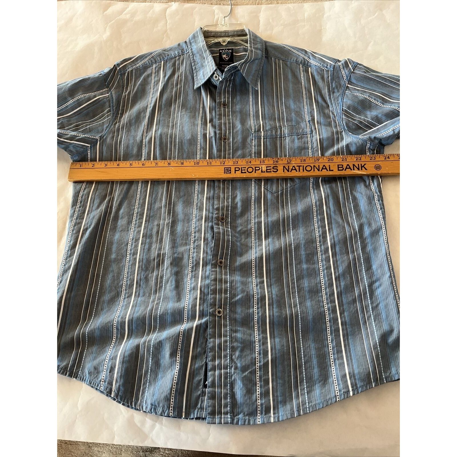 Kuhl Kühl Suncel Men’s L Blue White Striped Cotton Tencel Shirt Size US L / EU 52-54 / 3 - 9 Thumbnail