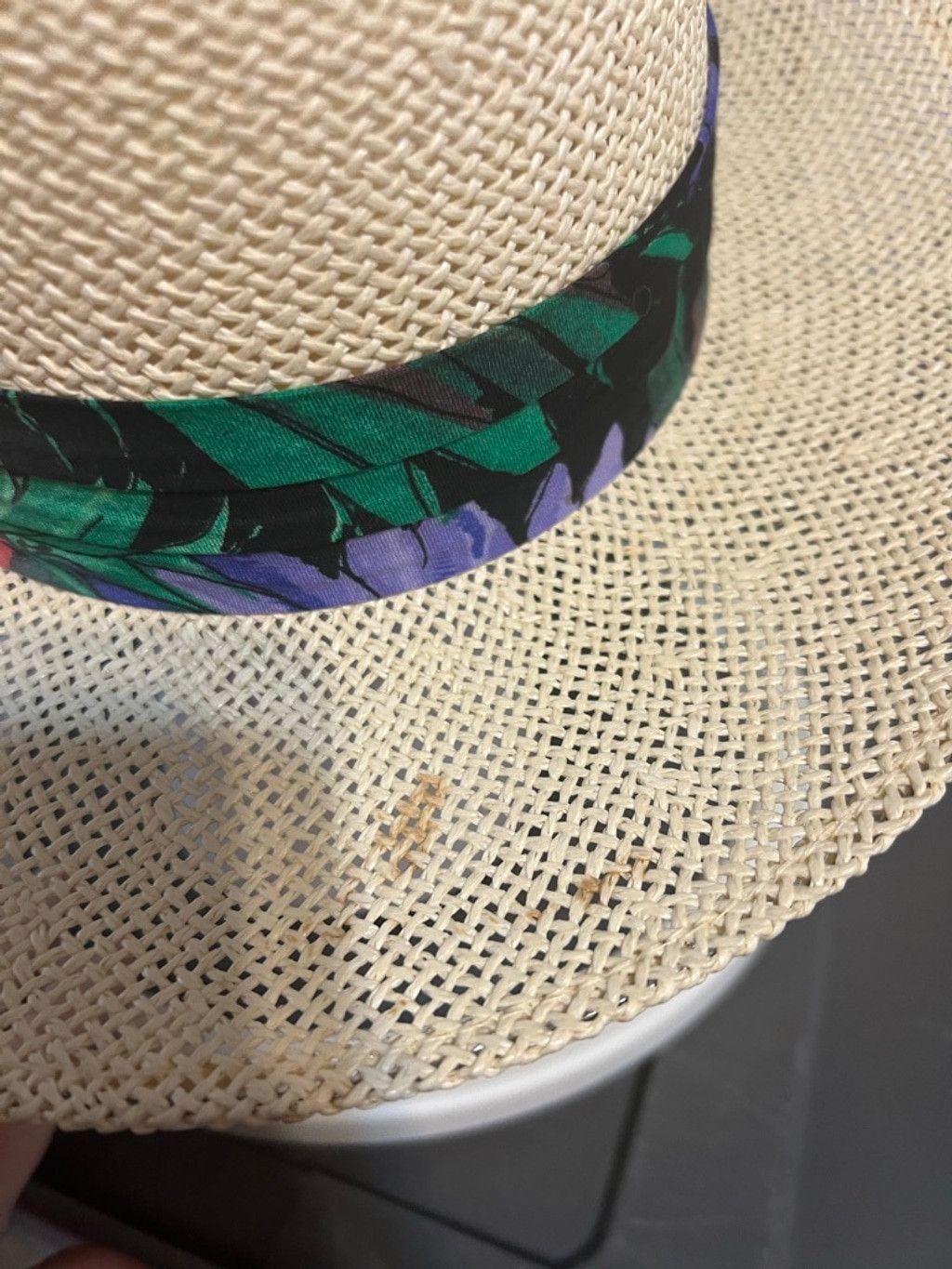 Other Peter Grimm Ltd. Beige Straw Hat with Green Floral Band Size ONE SIZE - 4 Thumbnail
