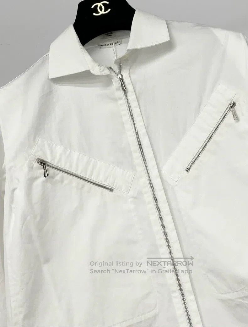 Hermes Hermes White Zip-Up Shirt Jacket Size XXS / US 00 / IT 34 - 3 Thumbnail