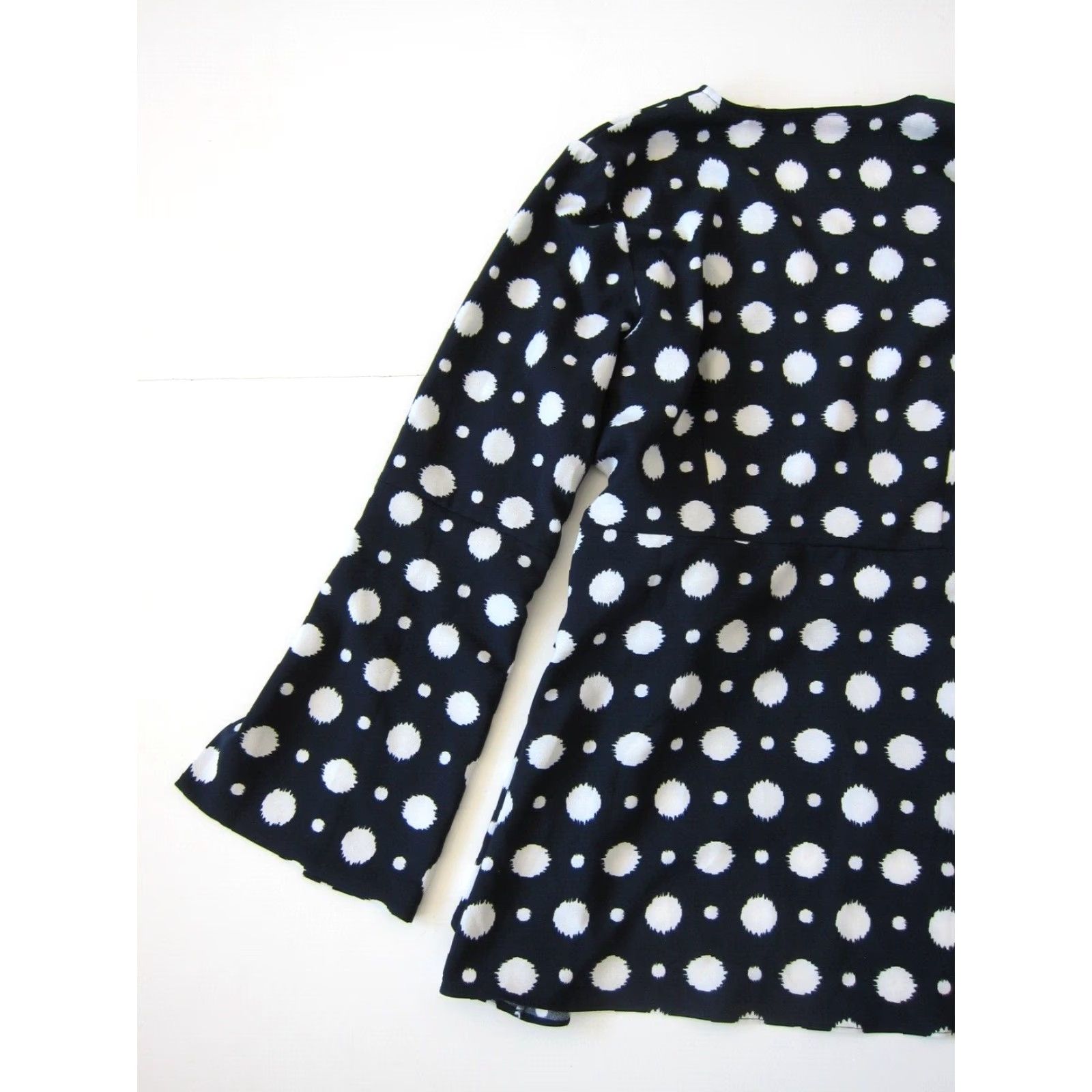 Vintage New Laurie Felt Blue White Polka Dot Long Flare Sleeve Wrap Blouse Women Small Size S / US 4 / IT 40 - 5 Thumbnail