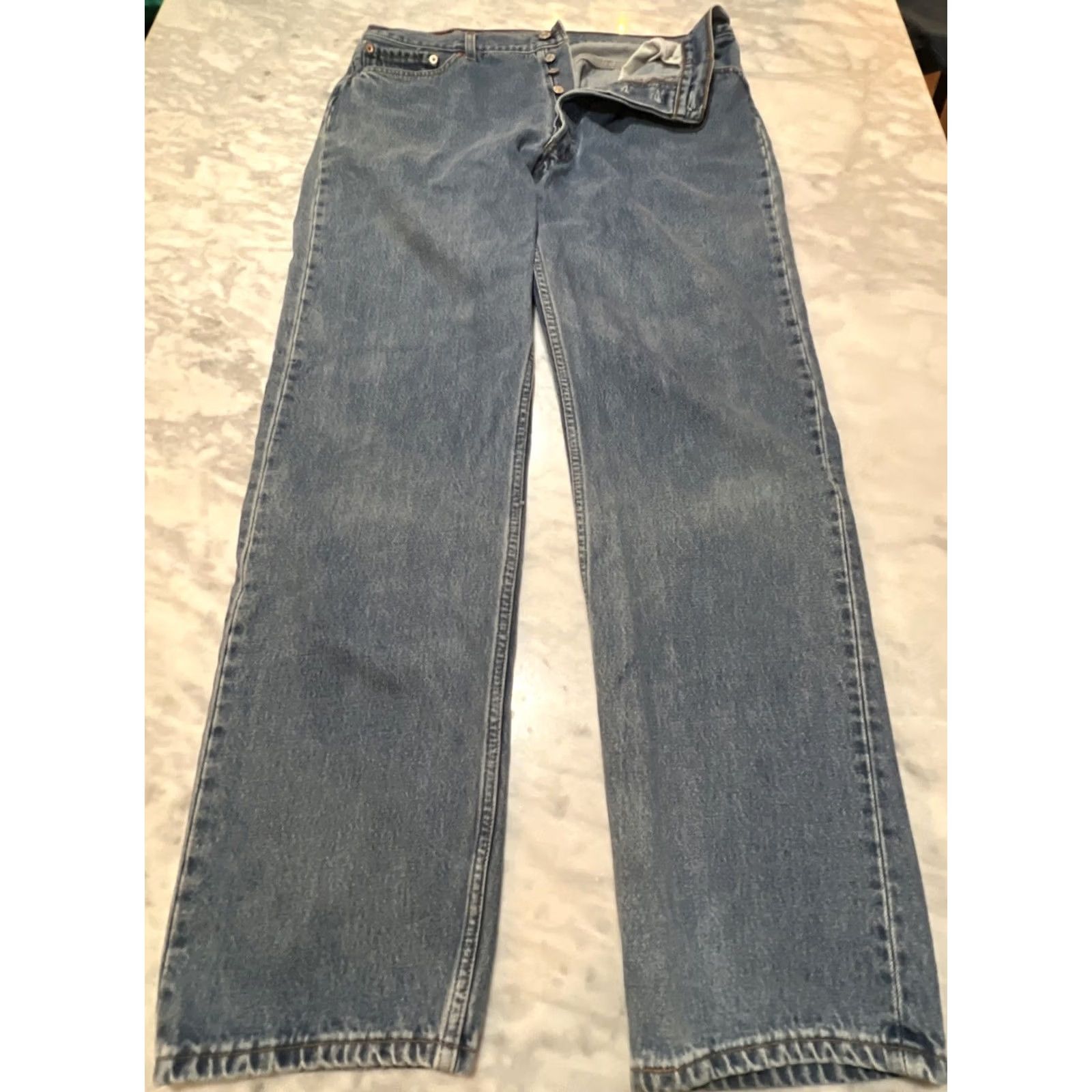 Levi's VINTAGE Levi's 501 Jeans Men Regular Fit Stamp Button Fly Blue 90s USA 38x34 33x34 (Adjusted to include key details) Size US 36 / EU 52 - 3 Thumbnail
