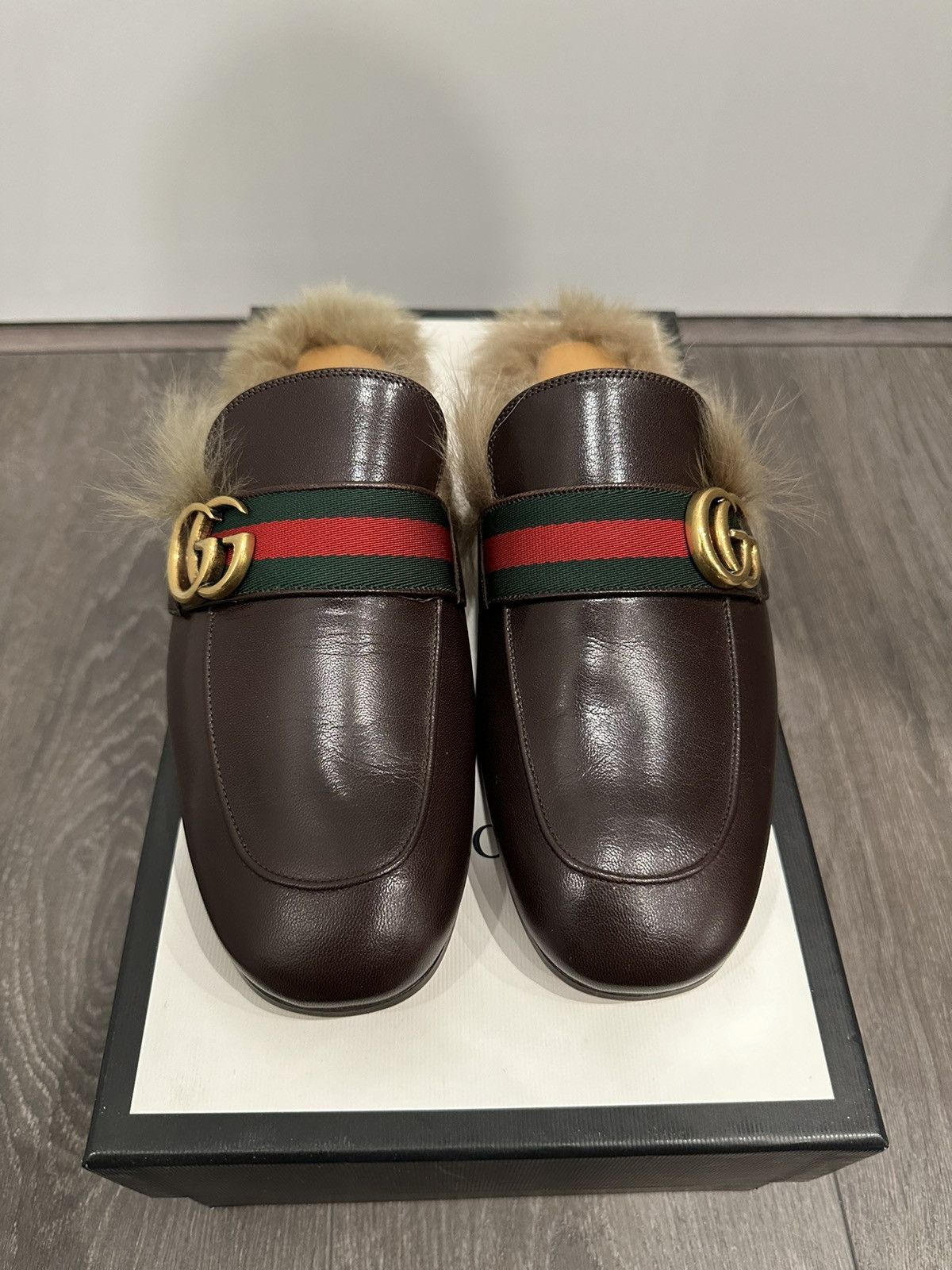 Gucci Gucci New Princetown fur Mules Size US 7 / EU 40 - 1 Thumbnail