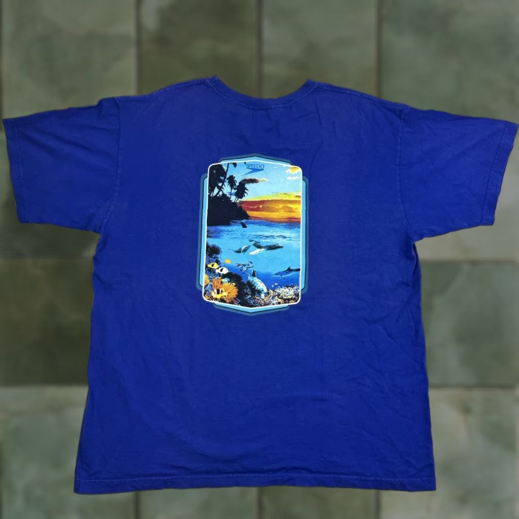Speedo VINTAGE Speedo T-Shirt Adult XL Blue Ocean Nature Beach 90s Y2K Size US XL / EU 56 / 4 - 1 Thumbnail