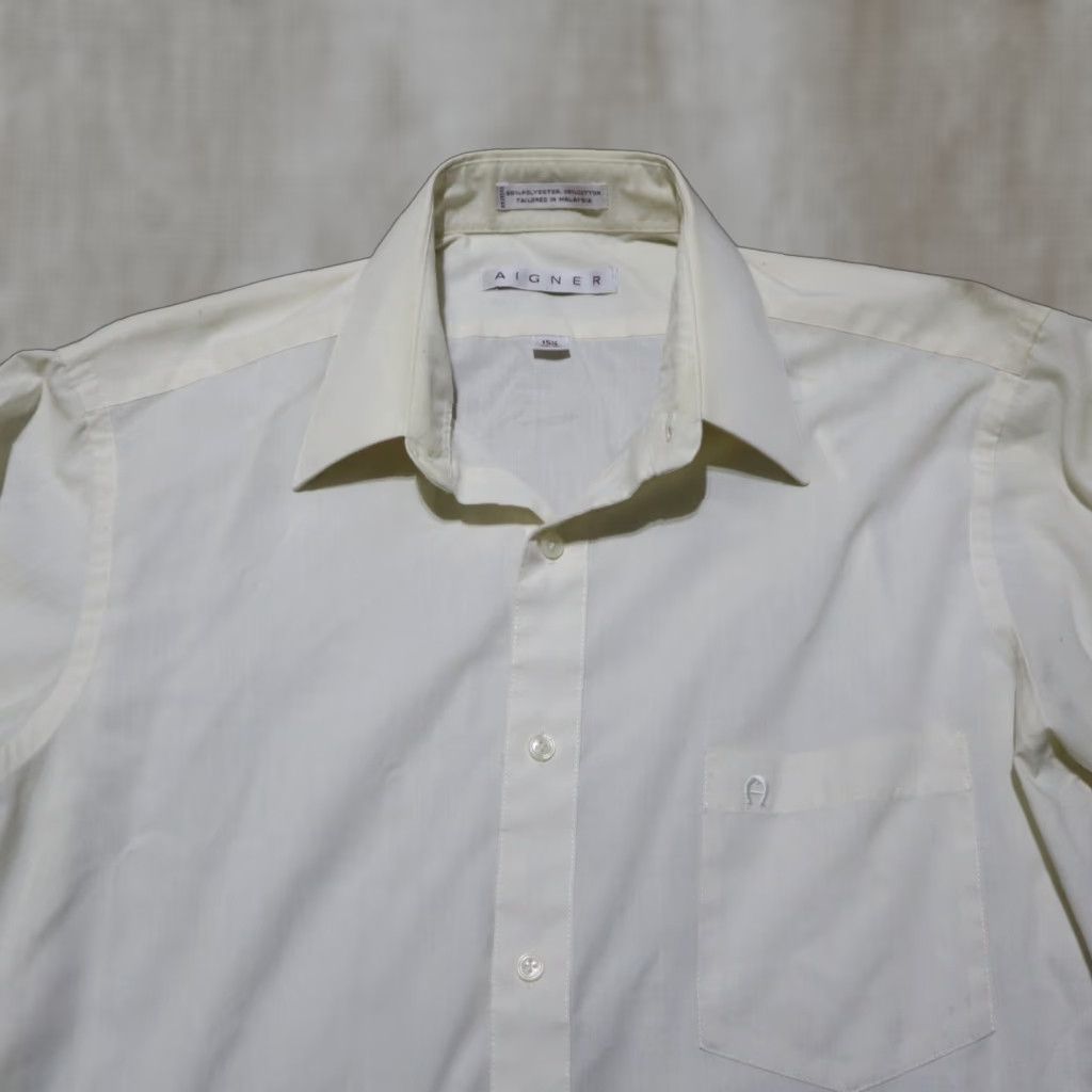Etienne Aigner Etienne Aigner Shirt Dress Shirt Beige Solid Button-Down Long Sleeve Men Size 15.5 32/33 Collared Button Down Denim? Size US M / EU 48-50 / 2 - 1 Thumbnail