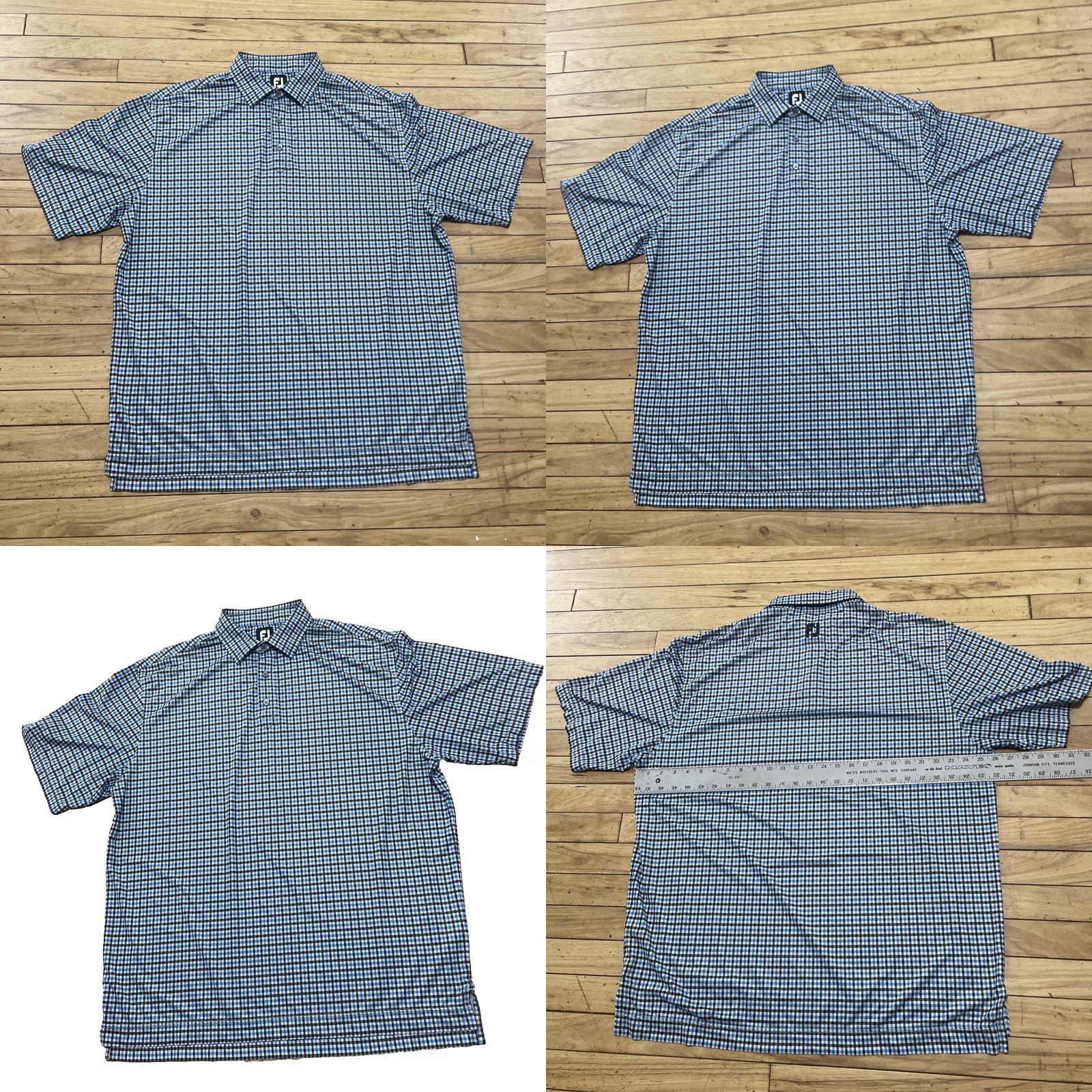 Footjoy FootJoy Polo Shirt Men L Blue Black Check Plaid Preppy Golf Jersey Stretch FJ L Size US L / EU 52-54 / 3 - 10 Thumbnail