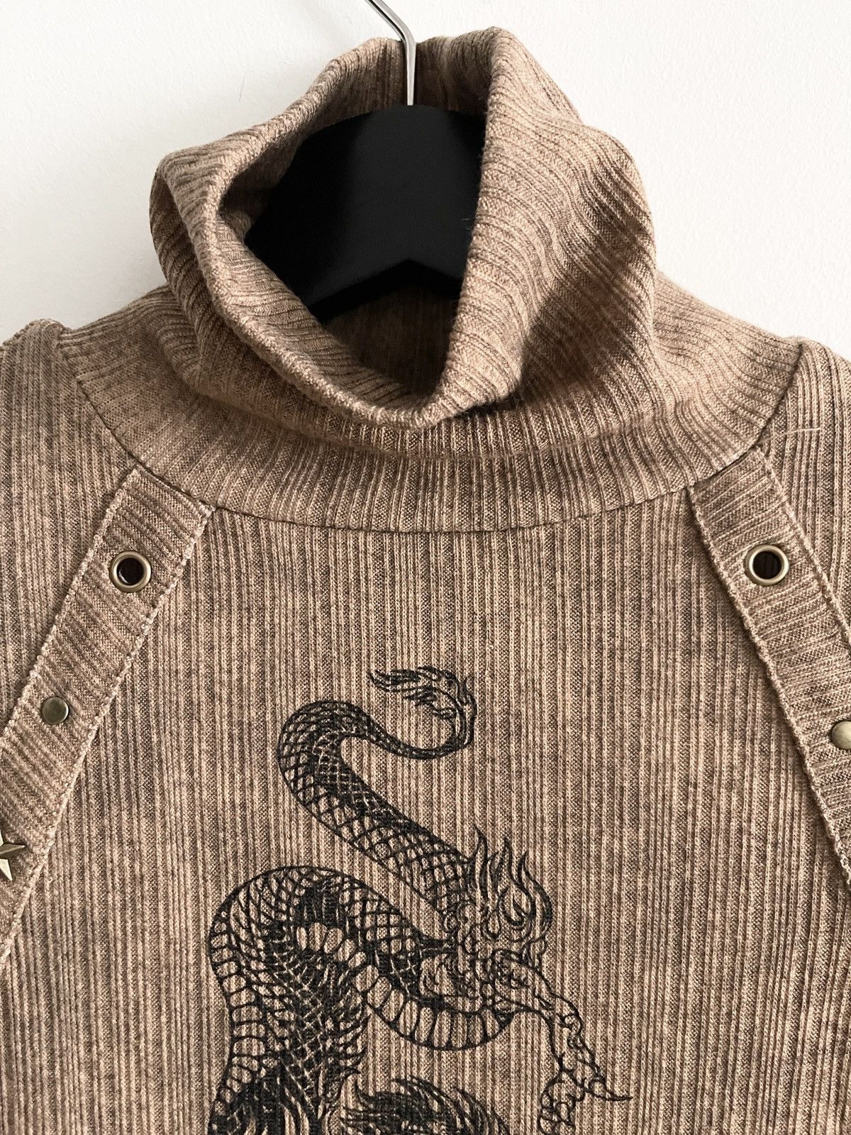 Japanese Brand × Vintage STEAL! Y2K Japan Dragon Stars Turtle Neck LS Mesh Top Size M / US 6-8 / IT 42-44 - 4 Thumbnail