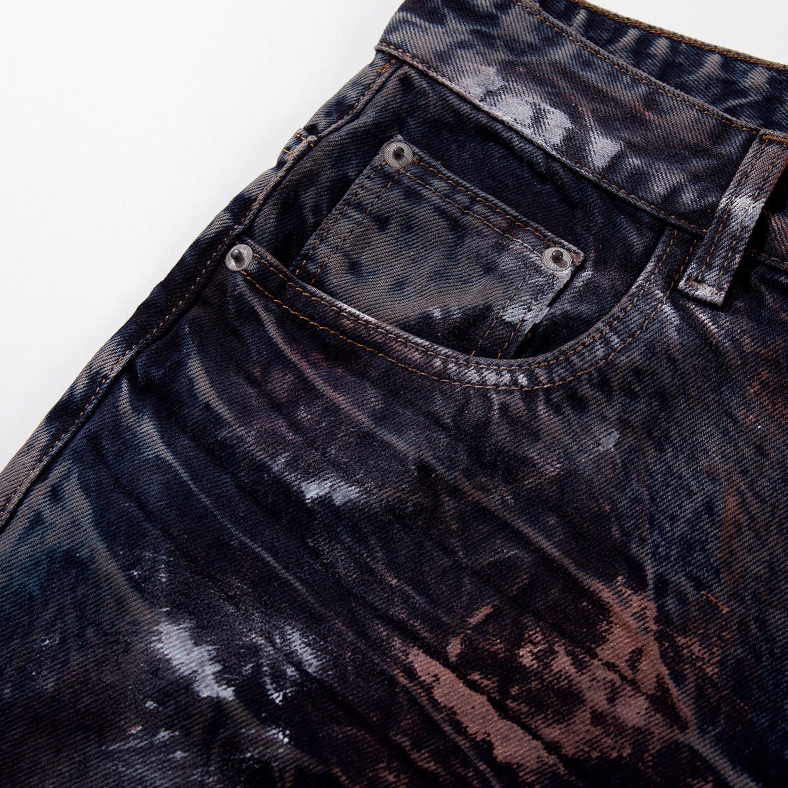 Jean Black Tie-Dye Wide Leg Denim Jeans, Relaxed Fit Pants Size US 30 / EU 46 - 2 Thumbnail