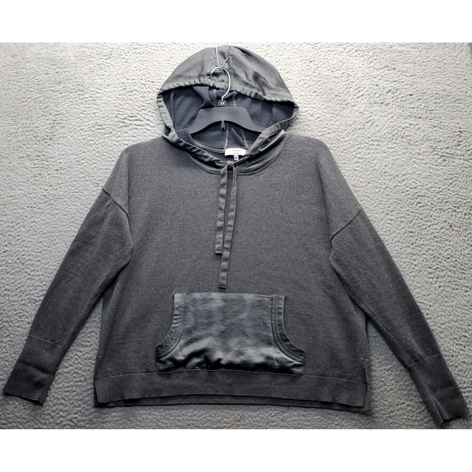 KangaROOS J Society Hoodie Womens XL Gray Long Sleeve Kangaroo Pocket Drawstring Size XL / US 12-14 / IT 48-50 - 2 Thumbnail