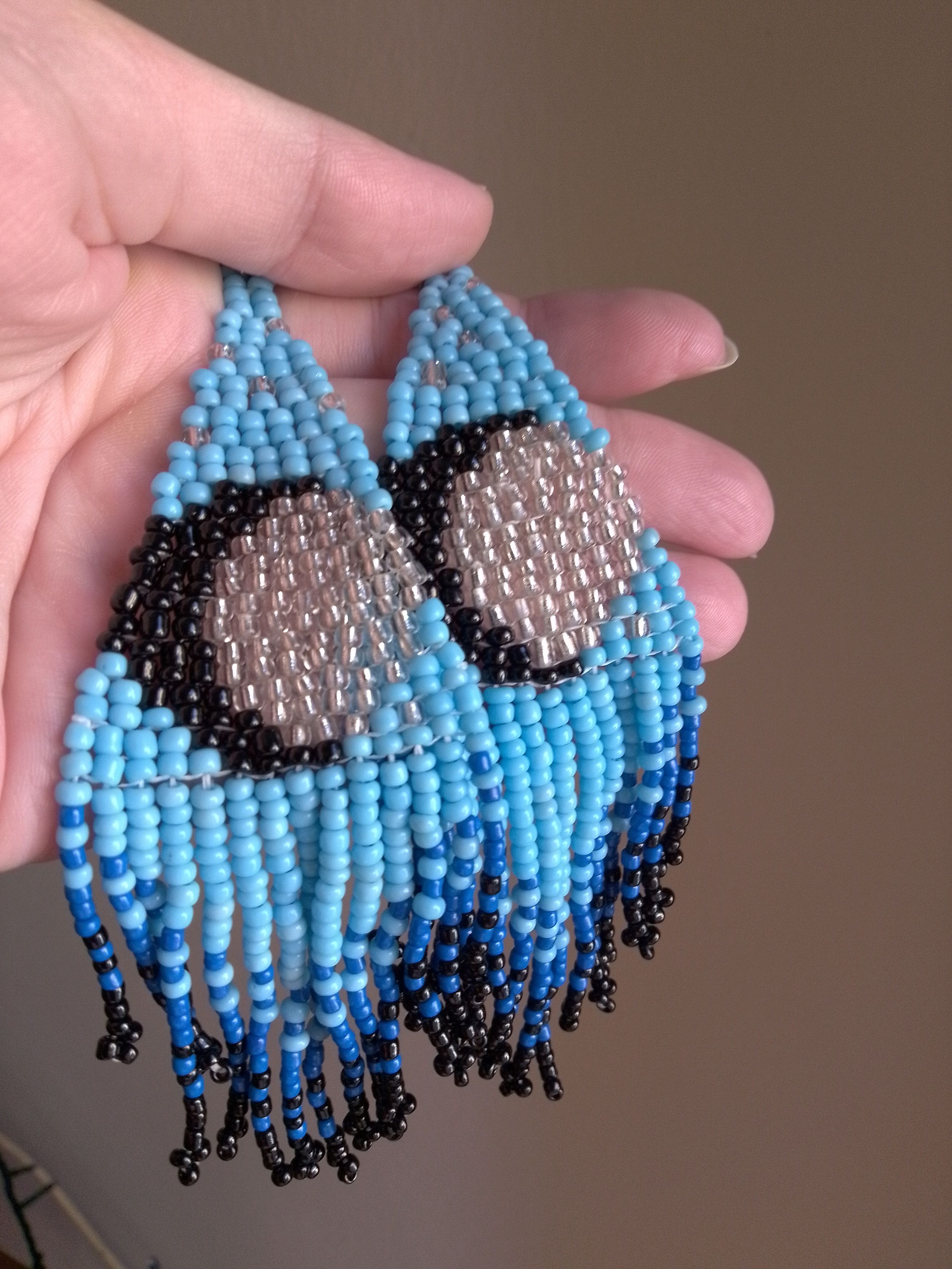 Handmade Earrings Blue Extra Long Bangs Moon Unique Size ONE SIZE - 2 Thumbnail