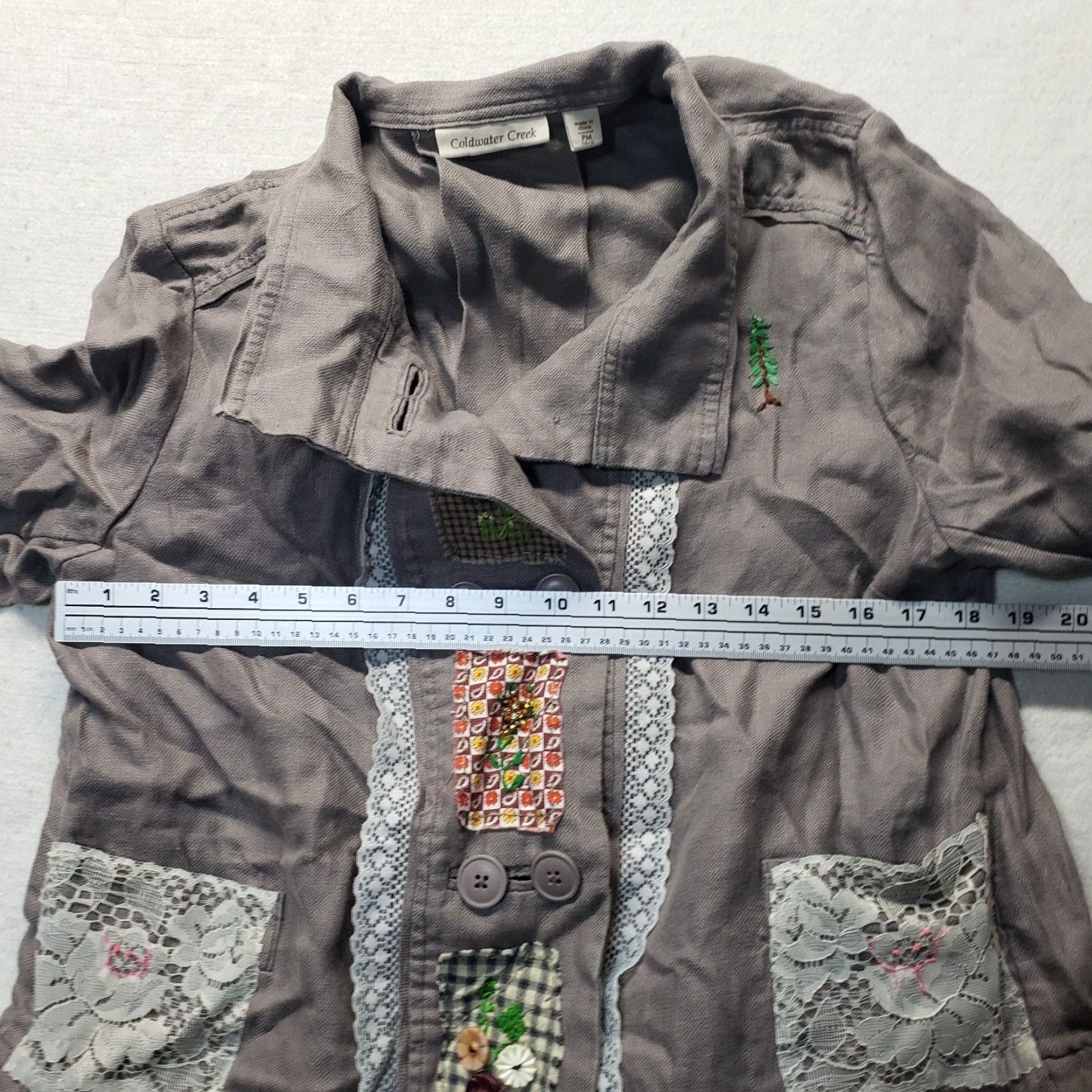 Coldwater Creek Coldwater Creek Blazer Jacket Women PM Petite Lined Gray Polyester Stripe Button Business Size M / US 6-8 / IT 42-44 - 7 Thumbnail