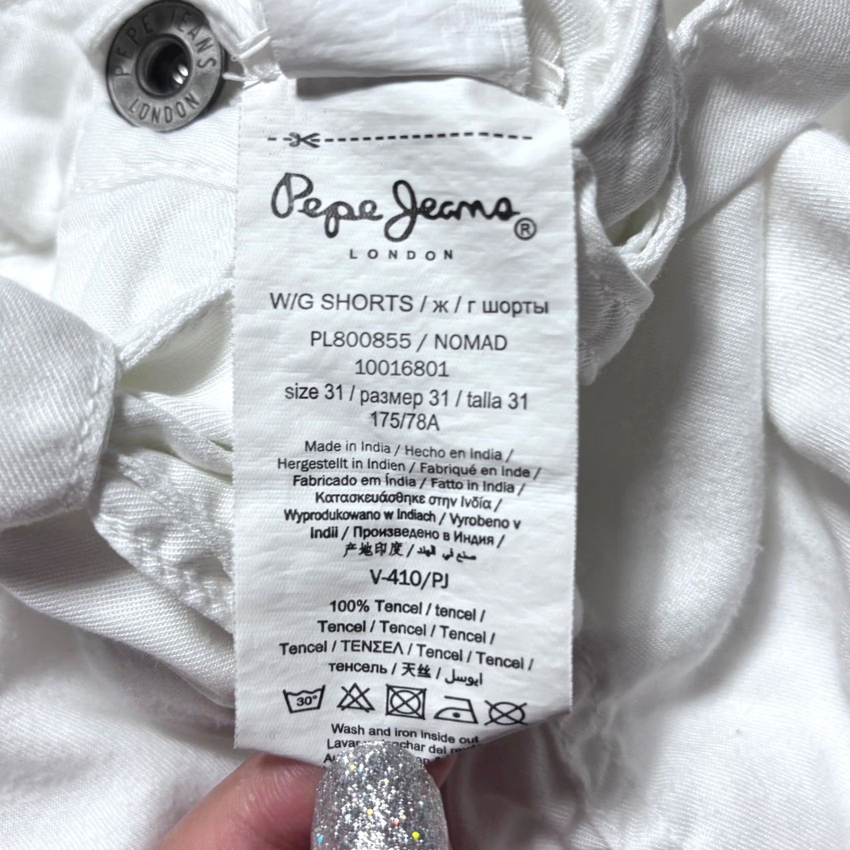 Pepe Jeans Pepe Jeans London Nomad Shorts White Women Size 31 Tie Waist Tencel Canvas Breathable Casual Summer Size 24" / US 00 / IT 34 - 6 Thumbnail