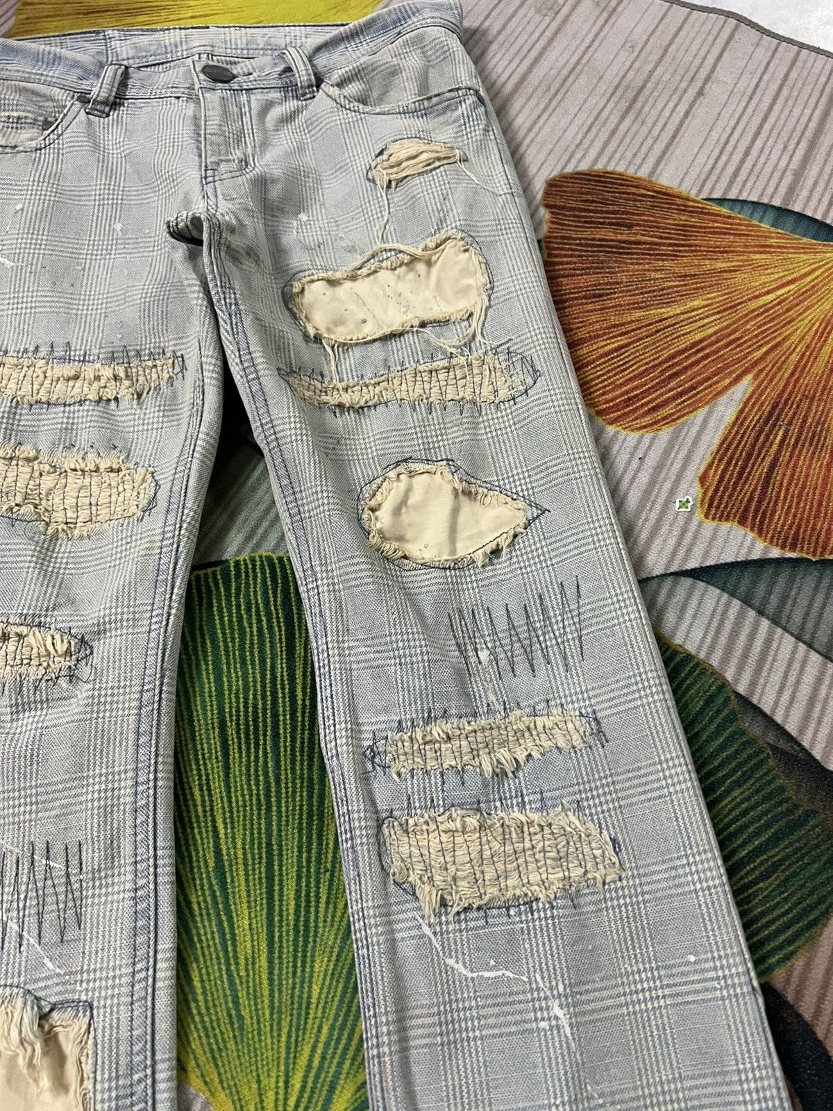 Japanese Brand 💥Flare💥Casva Painted Distressed Rare Jean Size US 31 - 7 Thumbnail