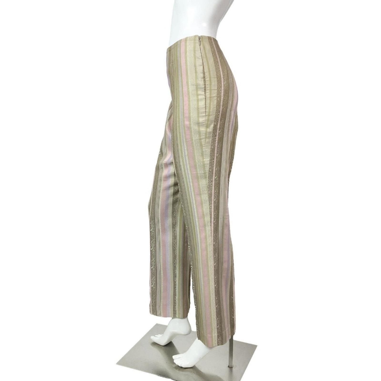 Dana Lee Dana Buchman Striped Pants MultiPastel Straight Leg Side Zip Size 34" / US 12 / IT 48 - 5 Thumbnail