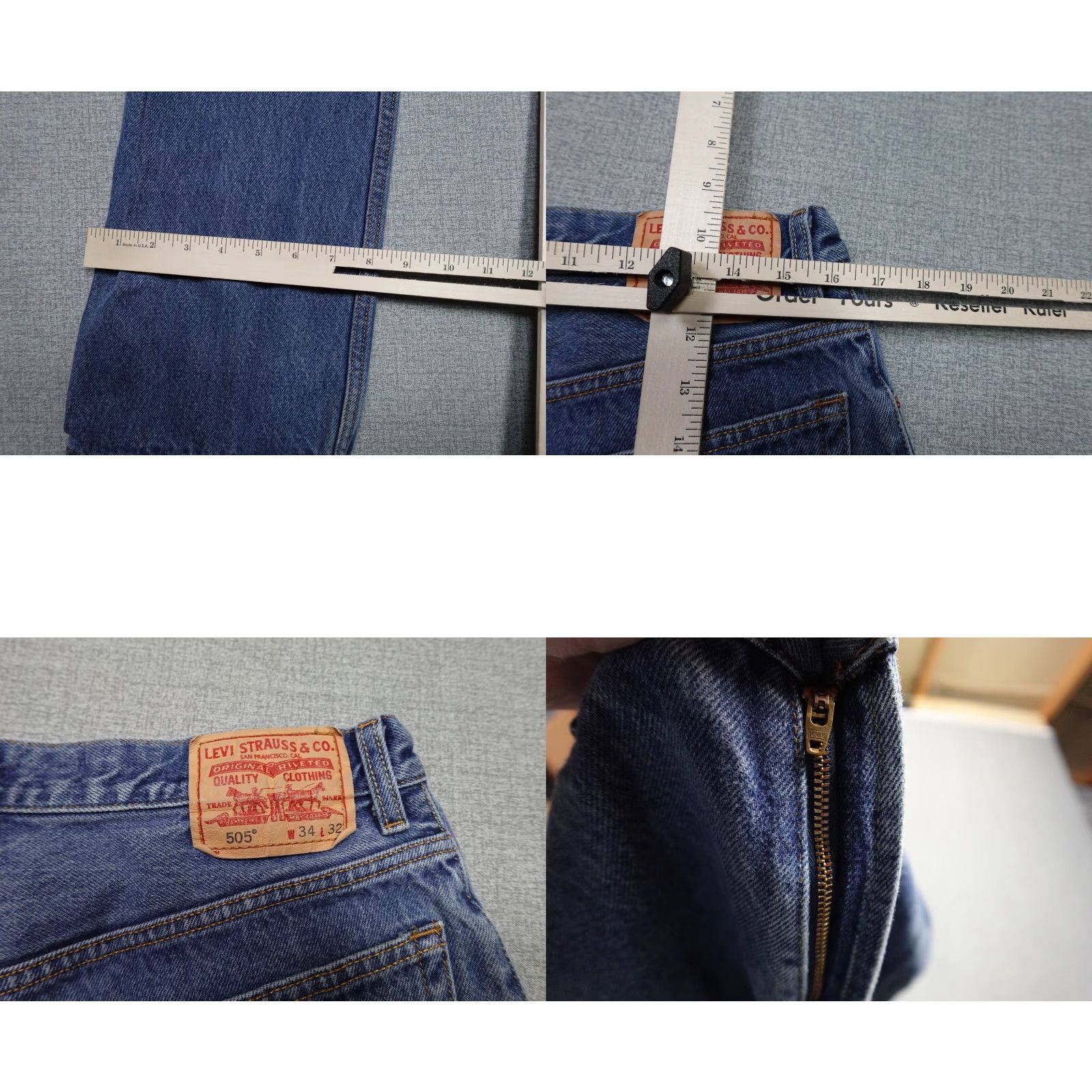 Levi's Levi's 505 Jeans Mens 34x32 Blue Regular Fit Straight Leg Dark Wash Western Size US 34 / EU 50 - 8 Thumbnail