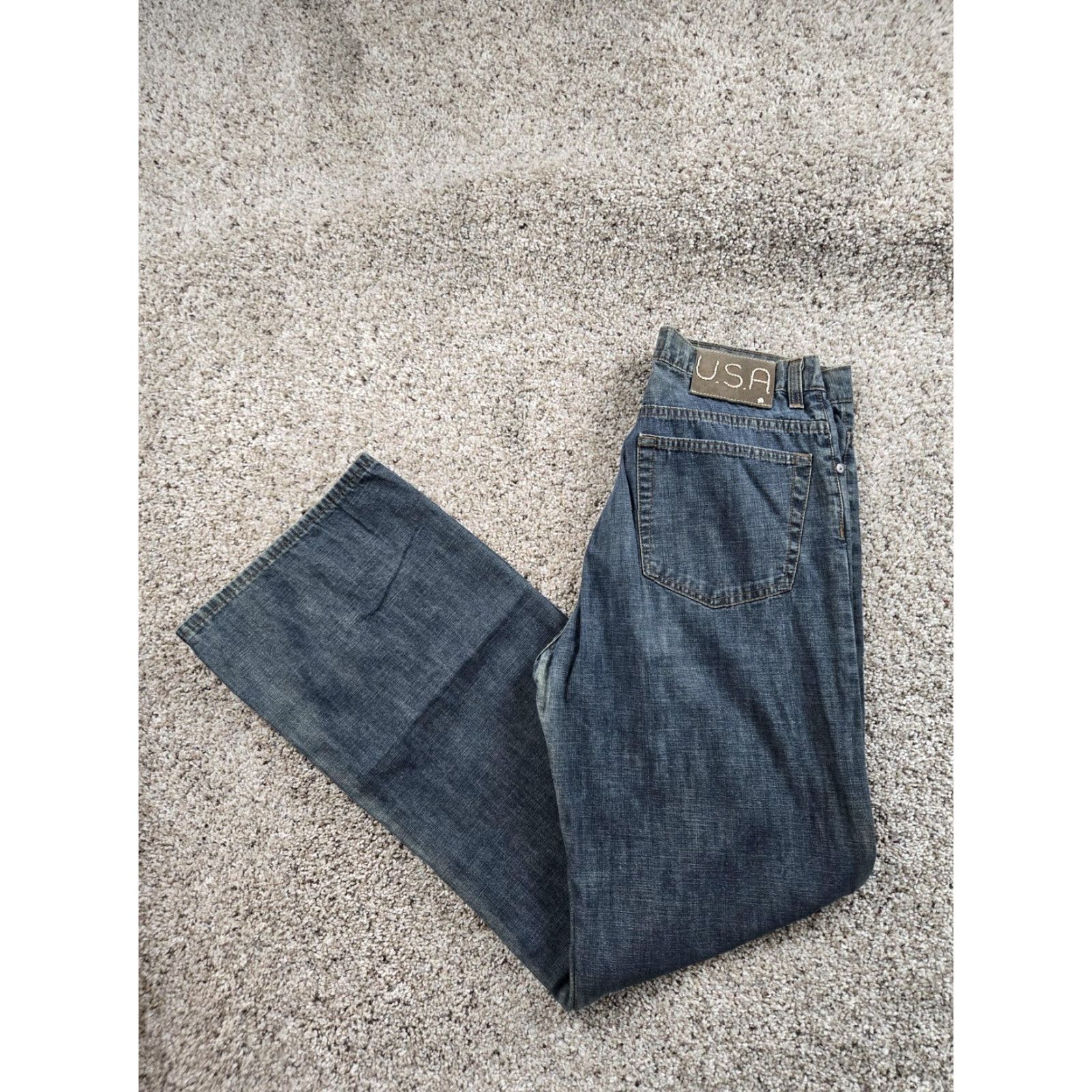John Varvatos John Varvatos Jeans Mens 36x32 Blue Denim Straight Leg Baggy Fit Medium Wash 5-Pocket Distressed Regular Modern Rock USA Jeans Mens Size US 36 / EU 52 - 2 Thumbnail