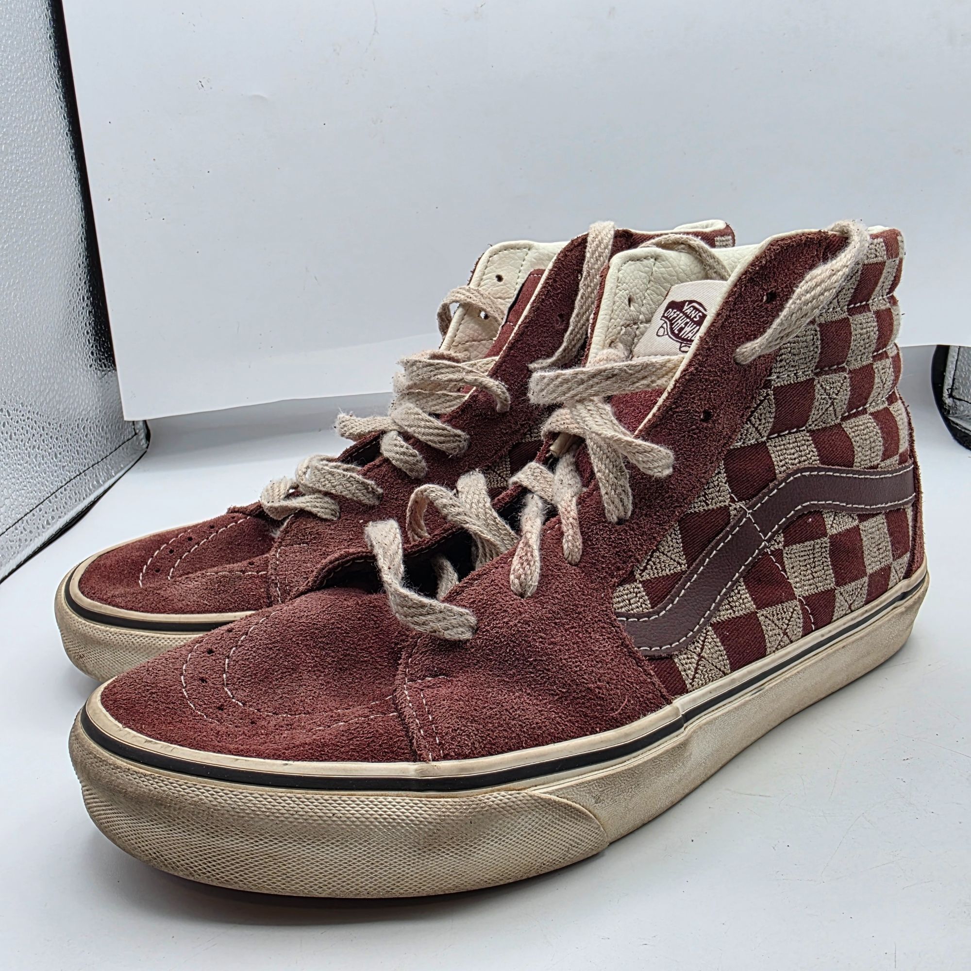 Vans Vans Sk8-Hi Stitch Checkerboard Bitte Mens Size 9.5 Brown Sh Size US 9.5 / EU 42-43 - 4 Thumbnail