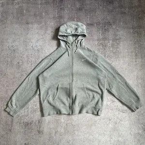 Nike × Vintage Nike y2k Vintage Baggy Boxy Oversize White Swoosh Zip Hoodie Size US XL / EU 56 / 4 - 5 Thumbnail