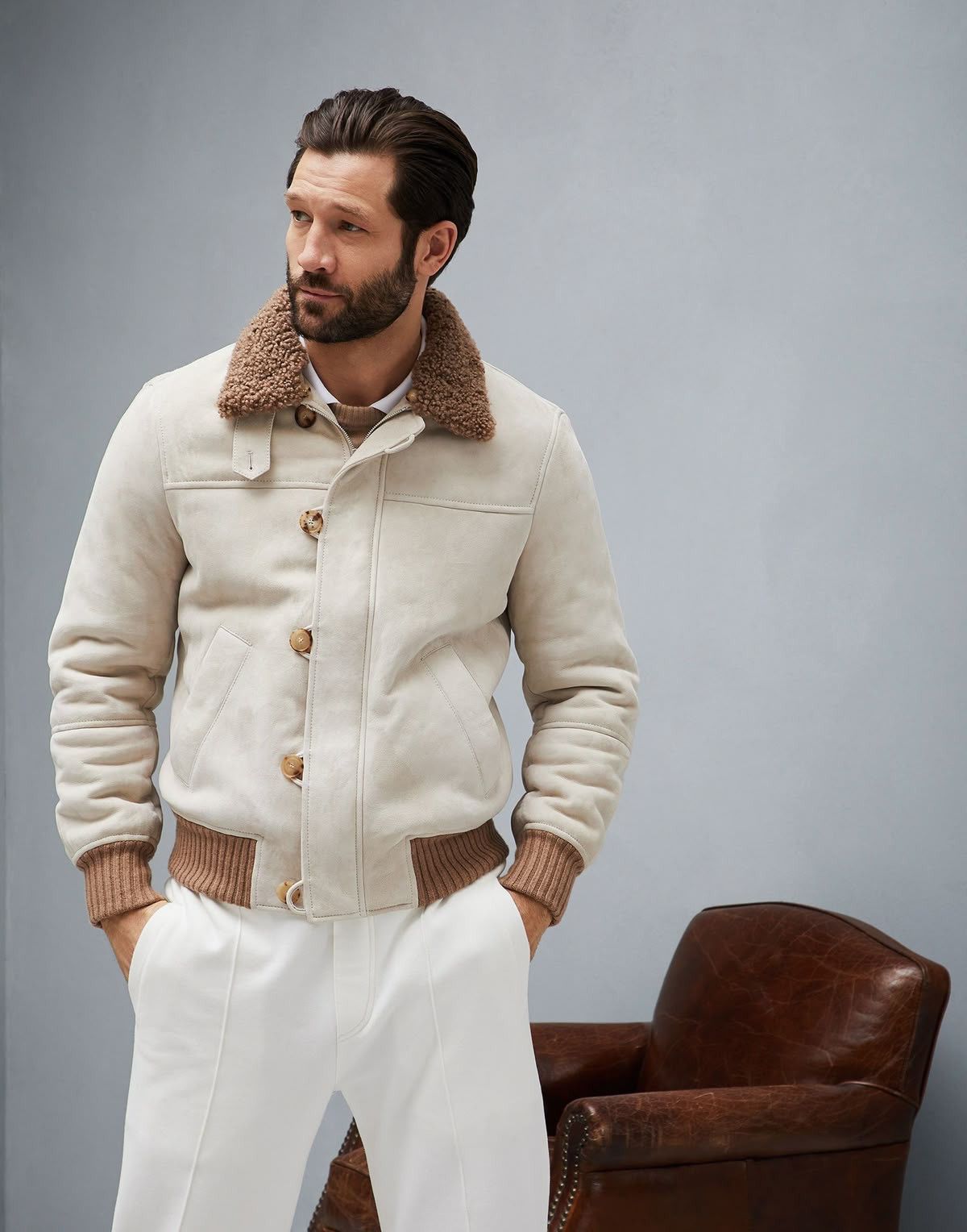 Brunello Cucinelli RRP $10500 Brunello Cucunelli suede sheepskin coat Jacket Size US XL / EU 56 / 4 - 1 Thumbnail