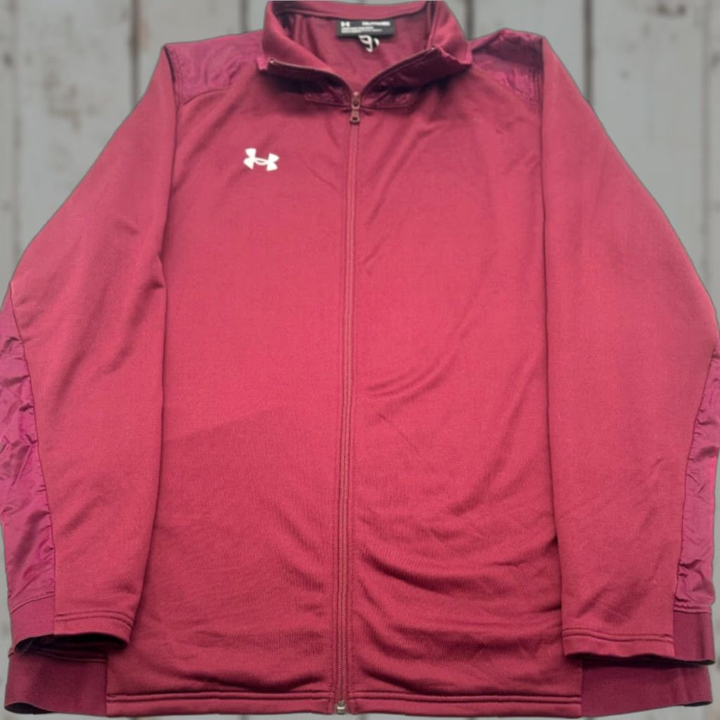 Under Armour Under Armour Mens 2XL Full Zip Warm-up Jacket Maroon Red Logo Zipper Sports 2XL Mens Apparel Sweatshirt Vintage? Size US XXL / EU 58 / 5 - 1 Thumbnail
