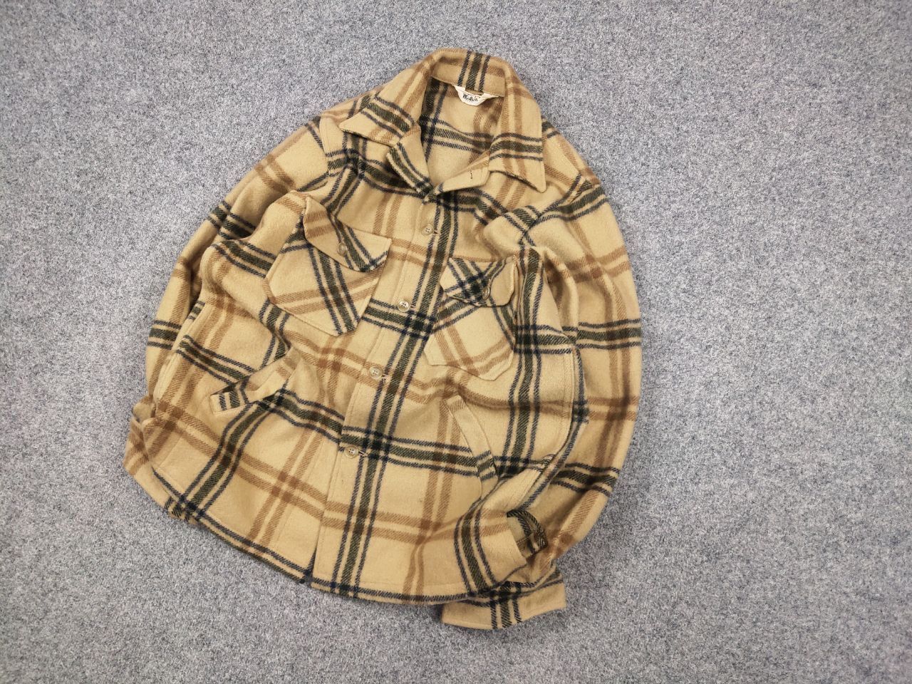 Vintage 60's Woolrich USA Plaid Wool Coat Pocket Jacket
