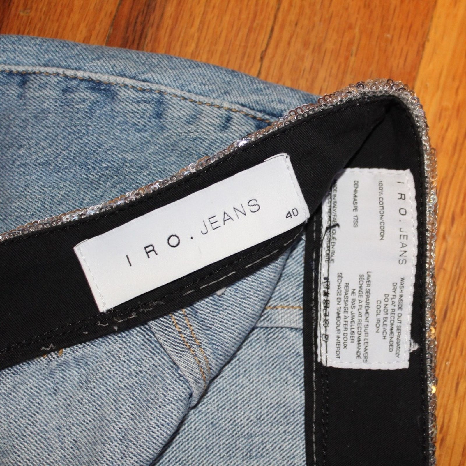 Iro IRO Distressed Sequin Jean Skirt Size 30" / US 8 / IT 44 - 4 Thumbnail