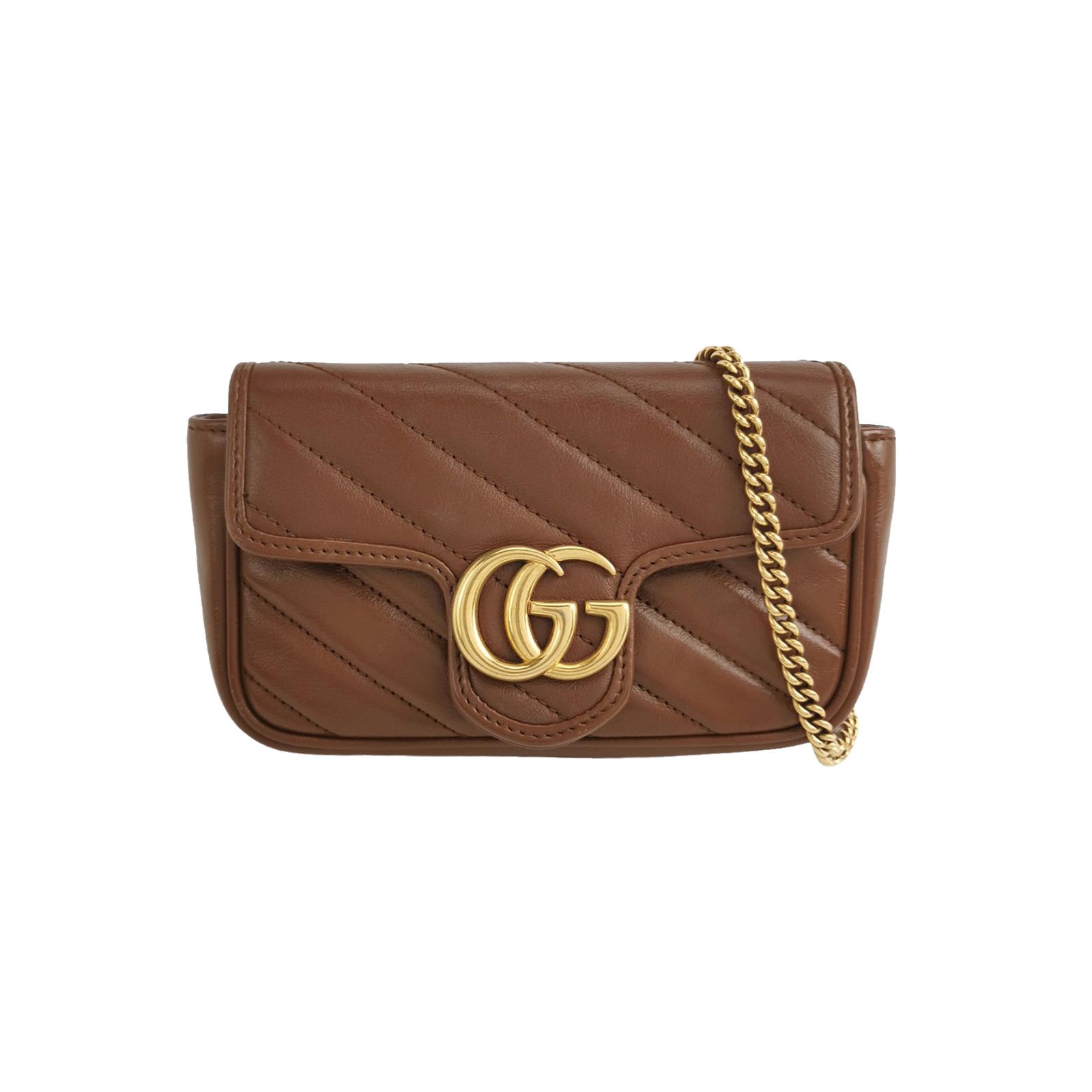 Gucci Gucci GG Marmont Quilted Leather Super Mini Bag Brown Size ONE SIZE - 1 Thumbnail